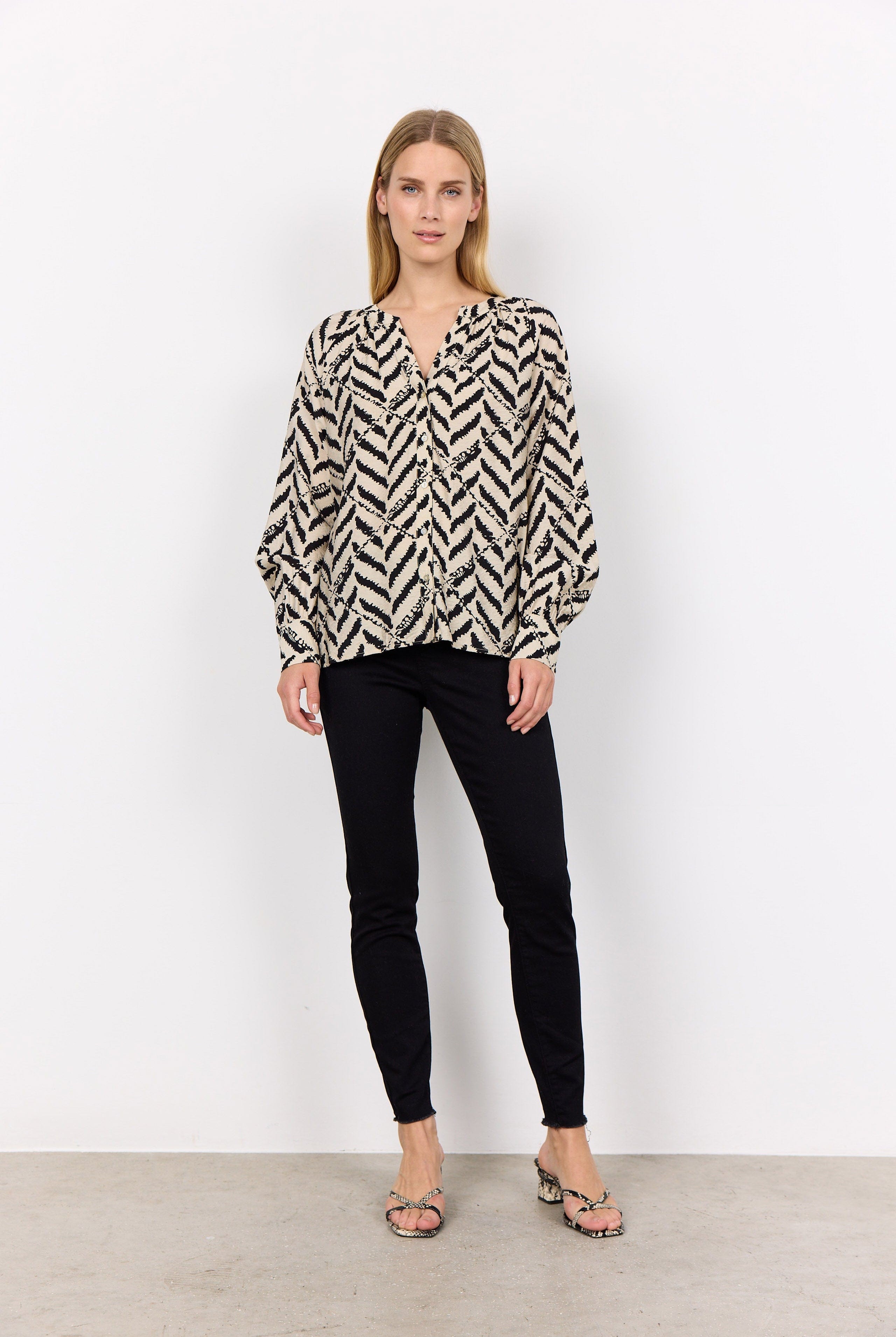 Soya Concept Inarose Printed Blouse - Black Combi