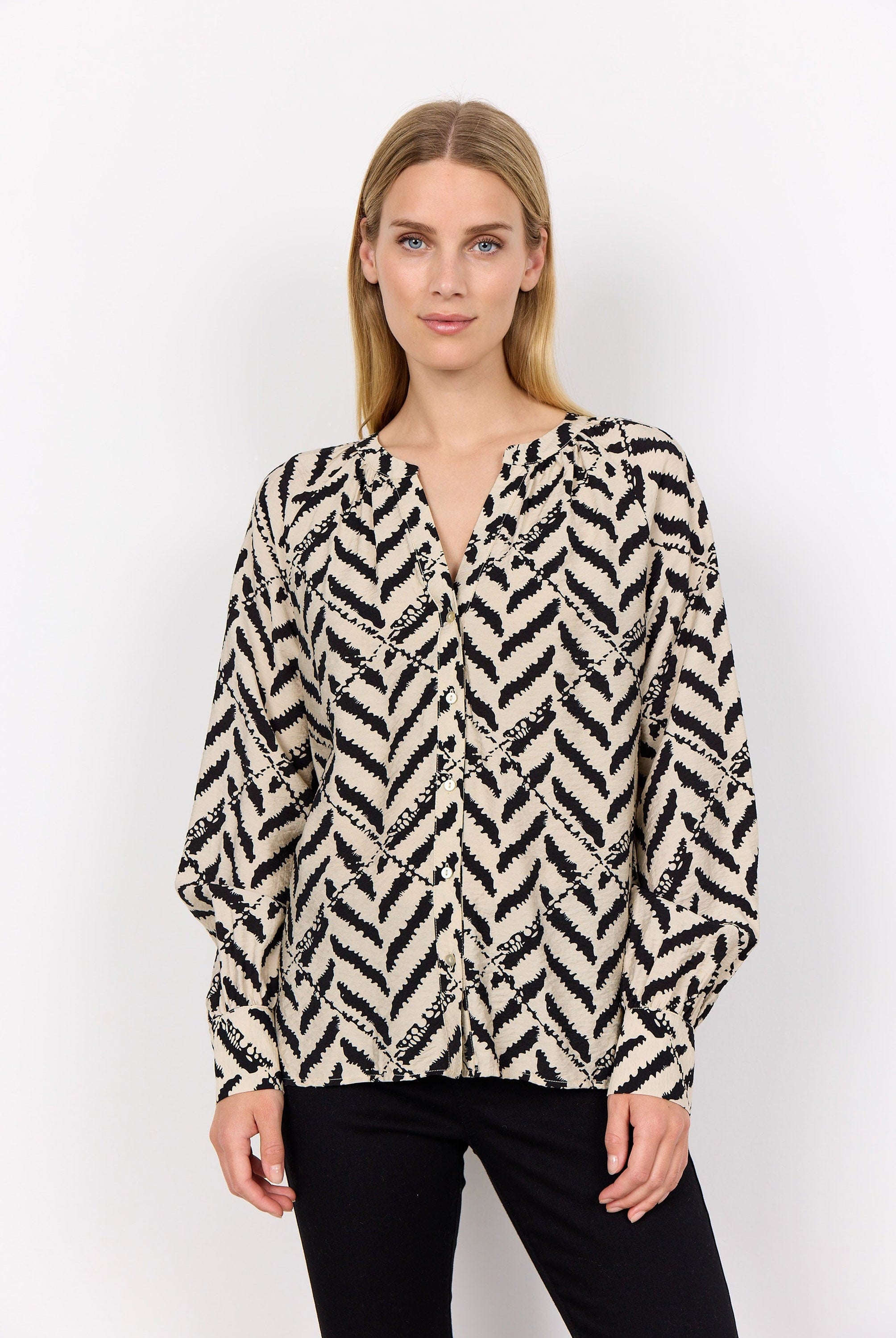 Soya Concept Inarose Printed Blouse - Black Combi