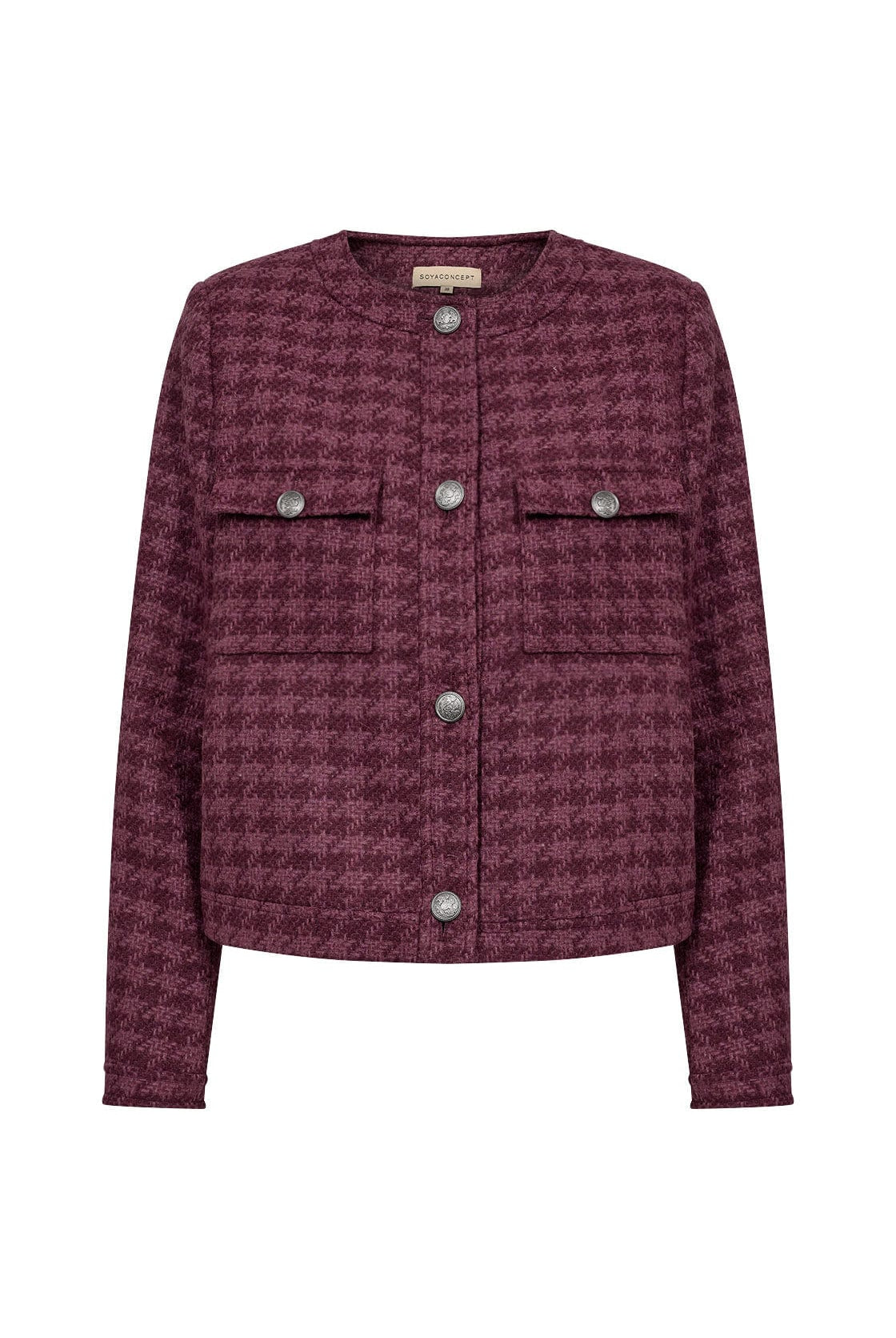 Soya Concept Irka Houndstooth Jacket - Wine Combi