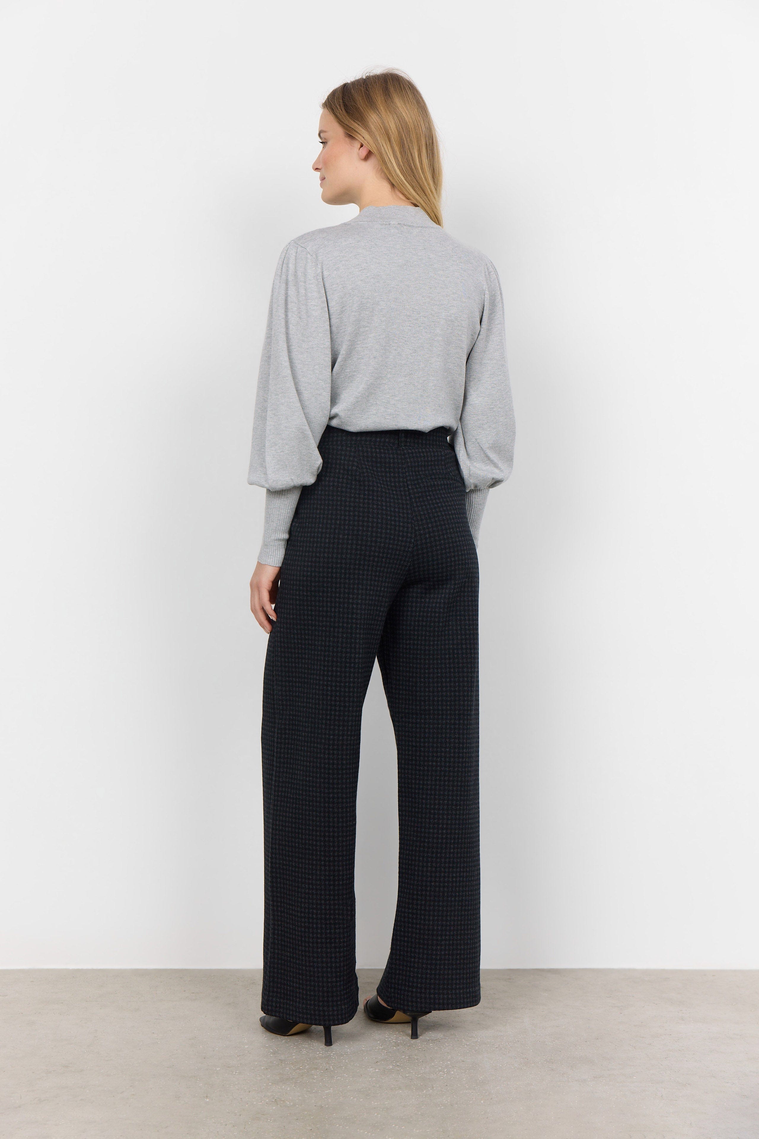 Soya Concept Isobel Dogtooth Jersey Trousers - Black Combi