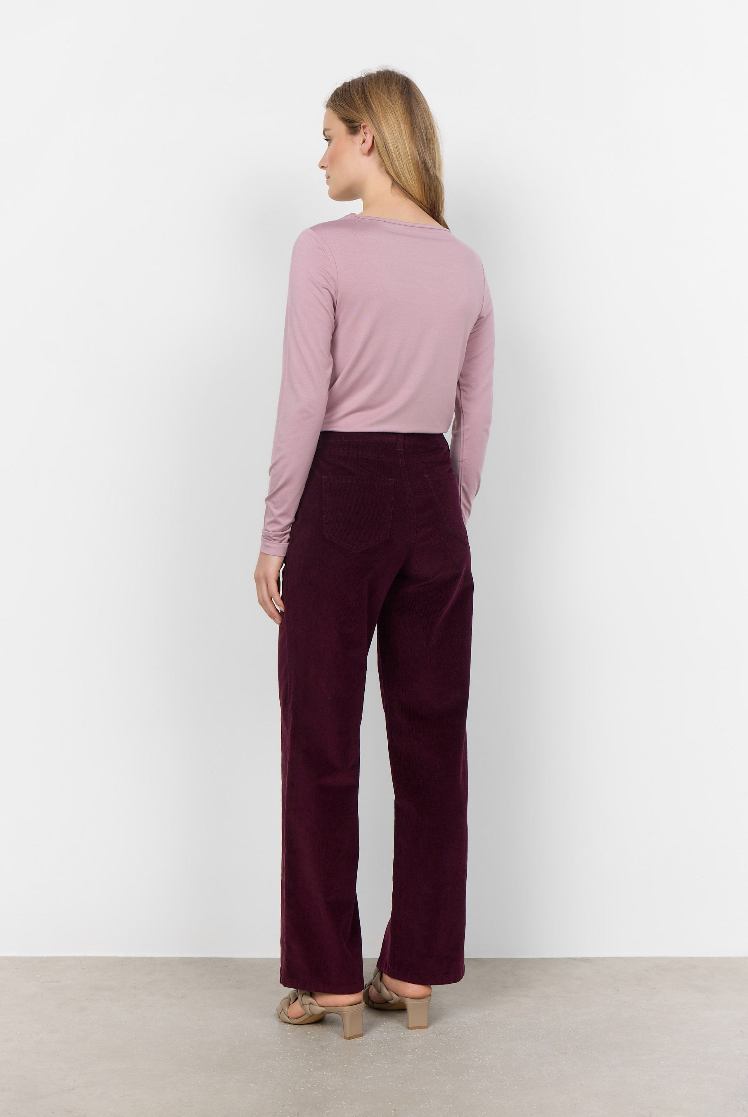 Soya Concept Ivalou Straight Leg Needlecord Trousers - Wine