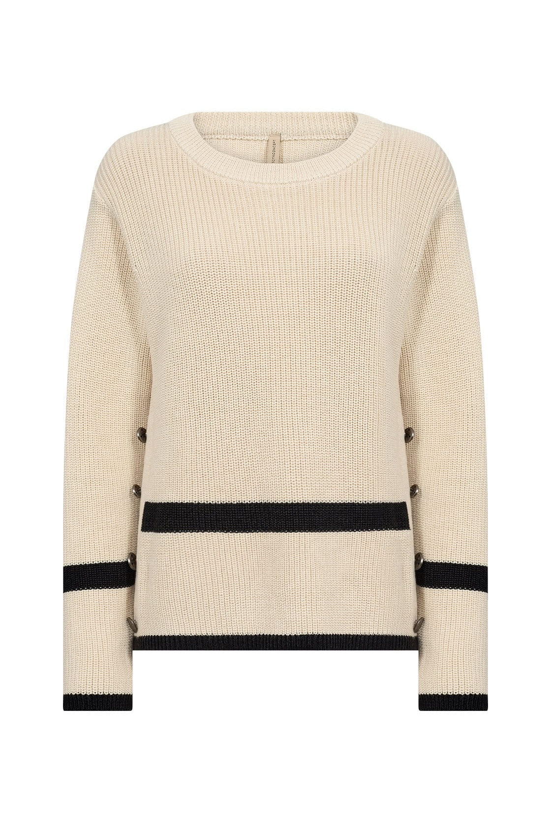 Soya Concept Julia Contrast Detail Knitted Jumper - Cream Combi