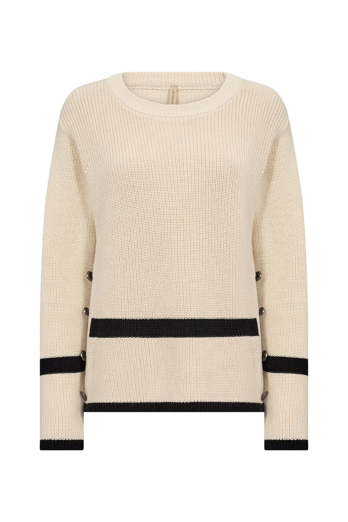 Soya Concept Julia Contrast Detail Knitted Jumper - Cream Combi