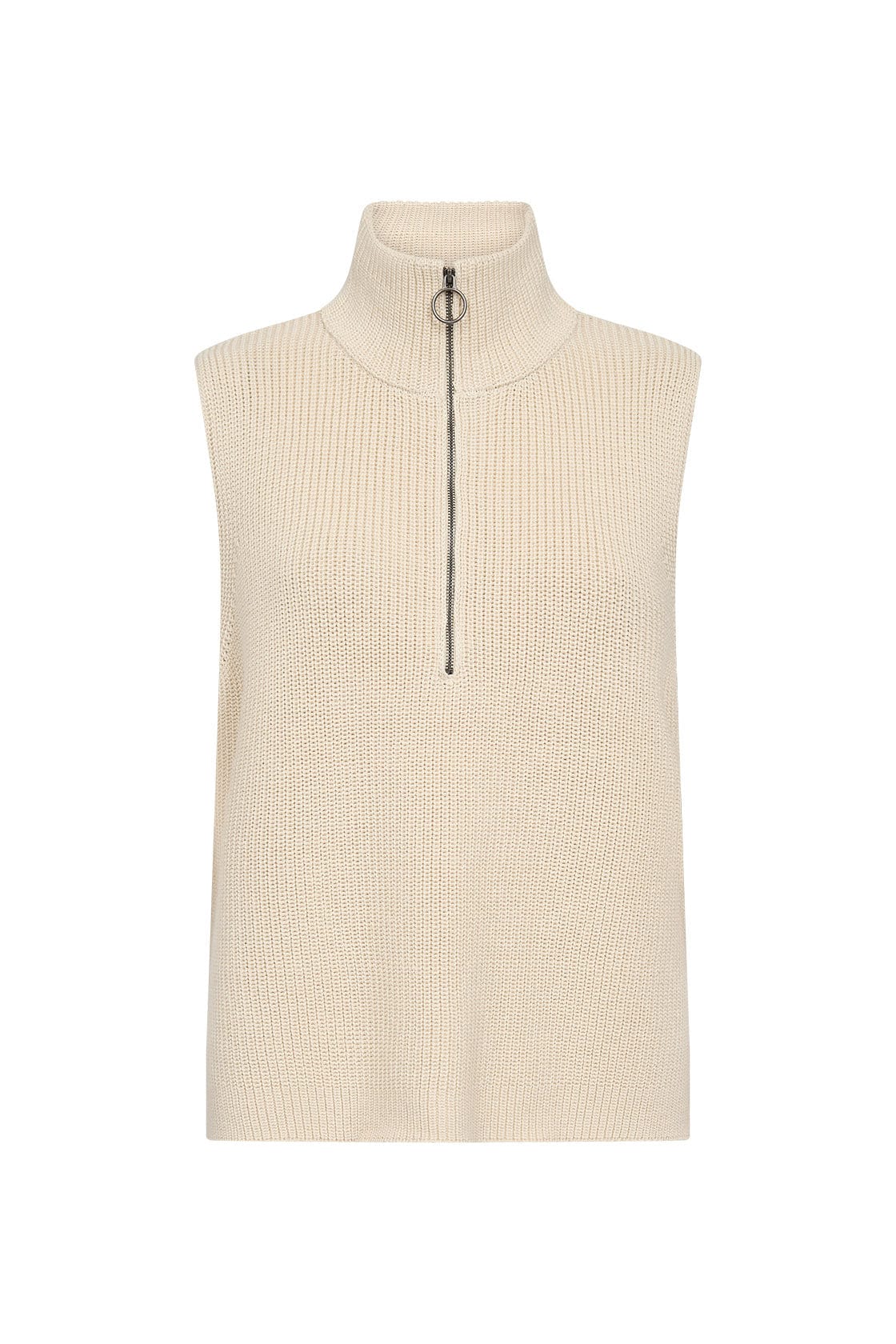 Soya Concept Julia Quarter Zip Sleeveless Jumper - Sand