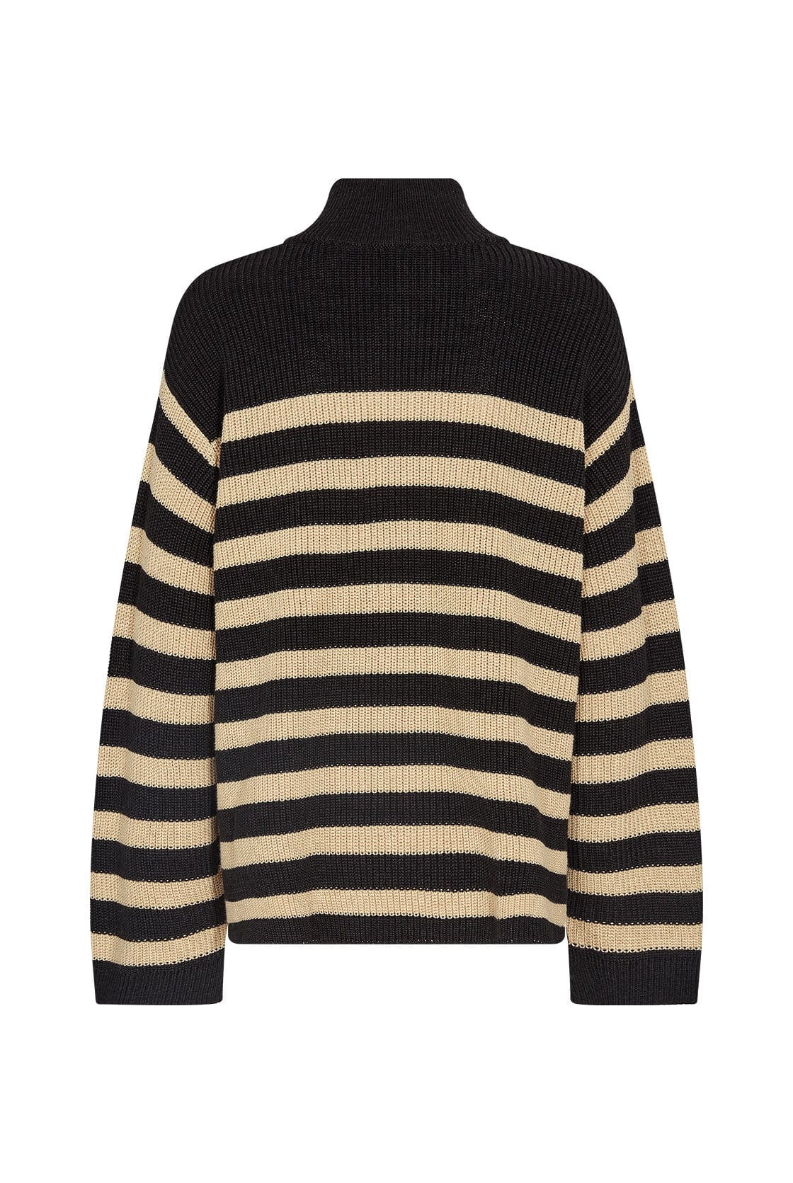 Soya Concept Julia Stripe Quarter Zip Jumper - Black Combi