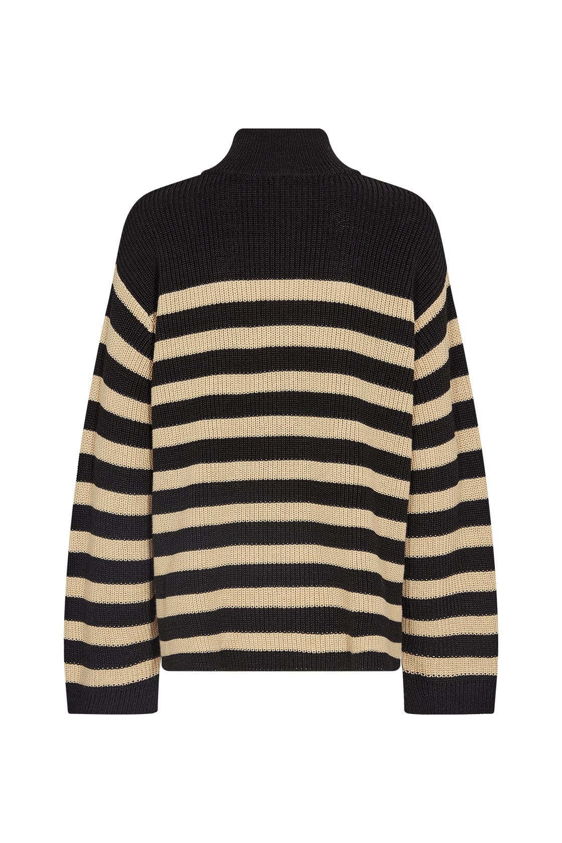Soya Concept Julia Stripe Quarter Zip Jumper - Black Combi