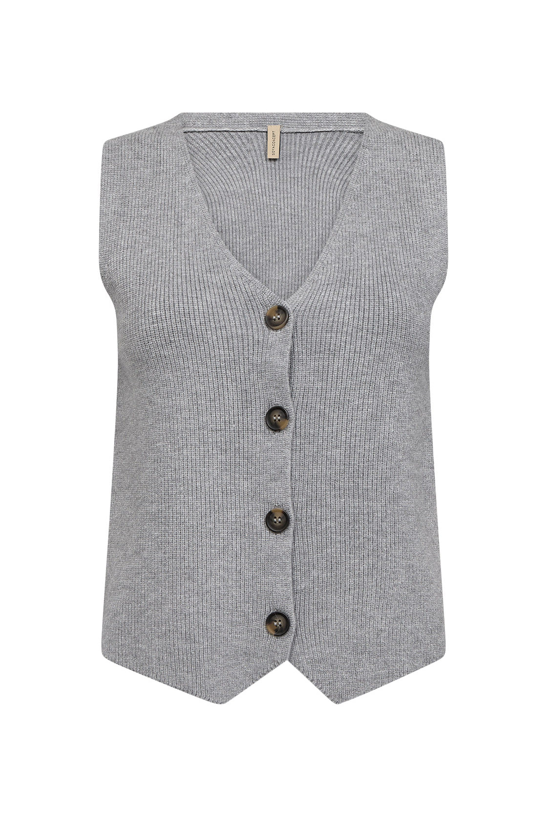 Soya Concept Kanita Knit Waistcoat - Mid Grey Melange