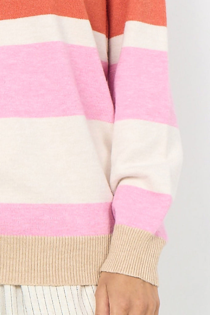 Soya Concept Kanita Stripe Jumper - Pink Melange Combi