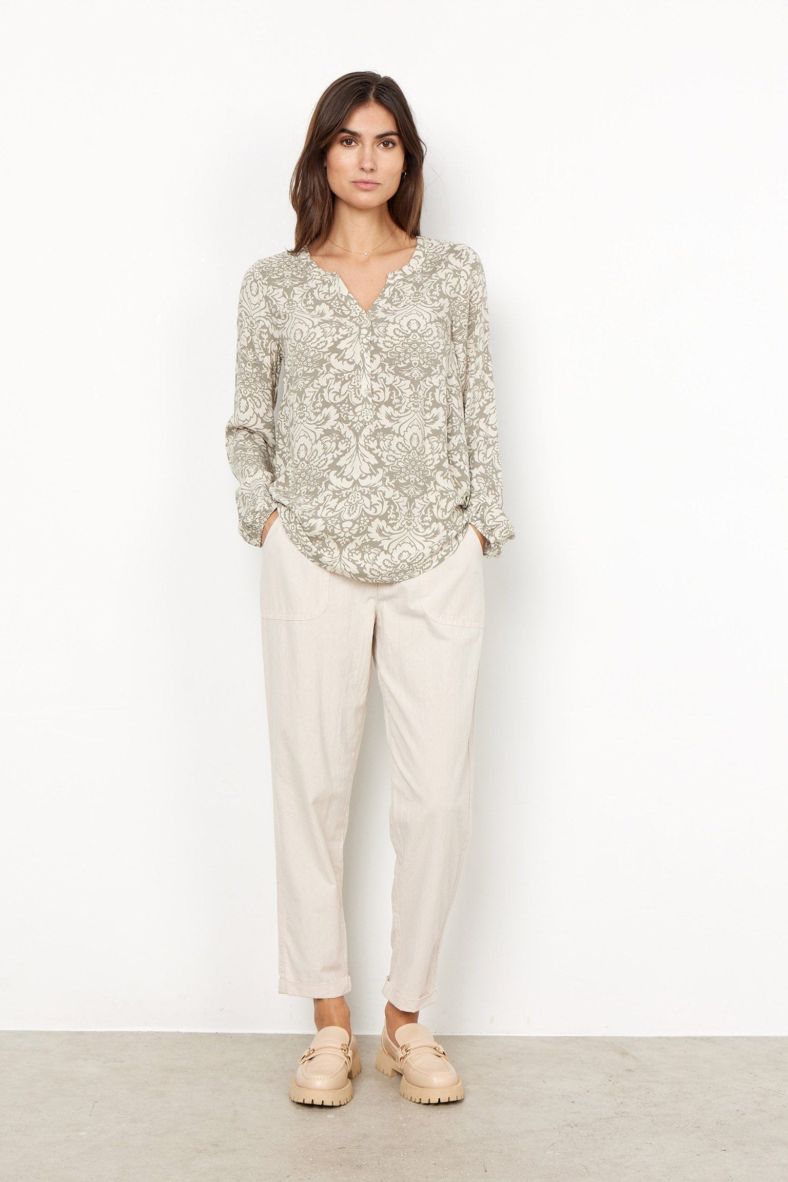 Soya Concept Kiddie Blouse - Dusky Green Combi