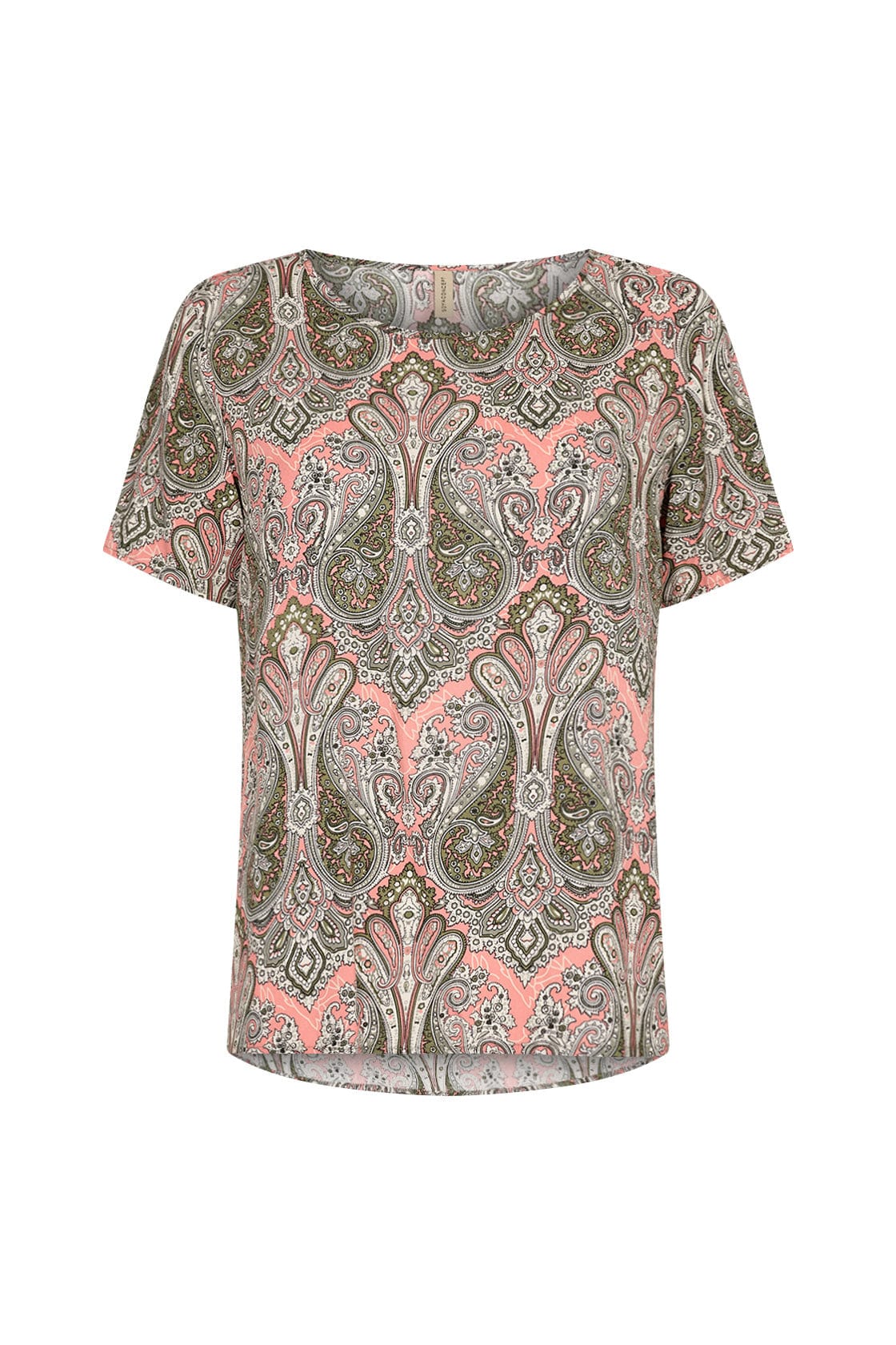 Soya Concept Kija Printed Short Sleeve Blouse - Coral Haze Combi