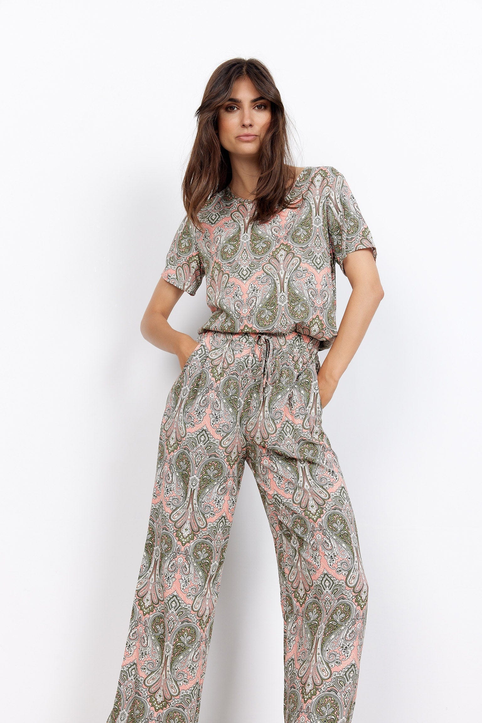 Soya Concept Kija Printed Trousers - Coral Haze Combi