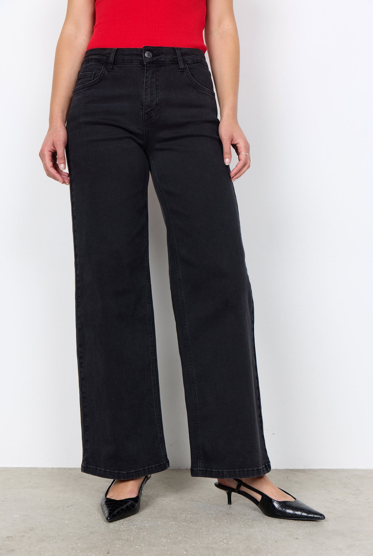 Soya Concept Kimberley 24-B Wide Leg Jeans - Dark Grey Denim