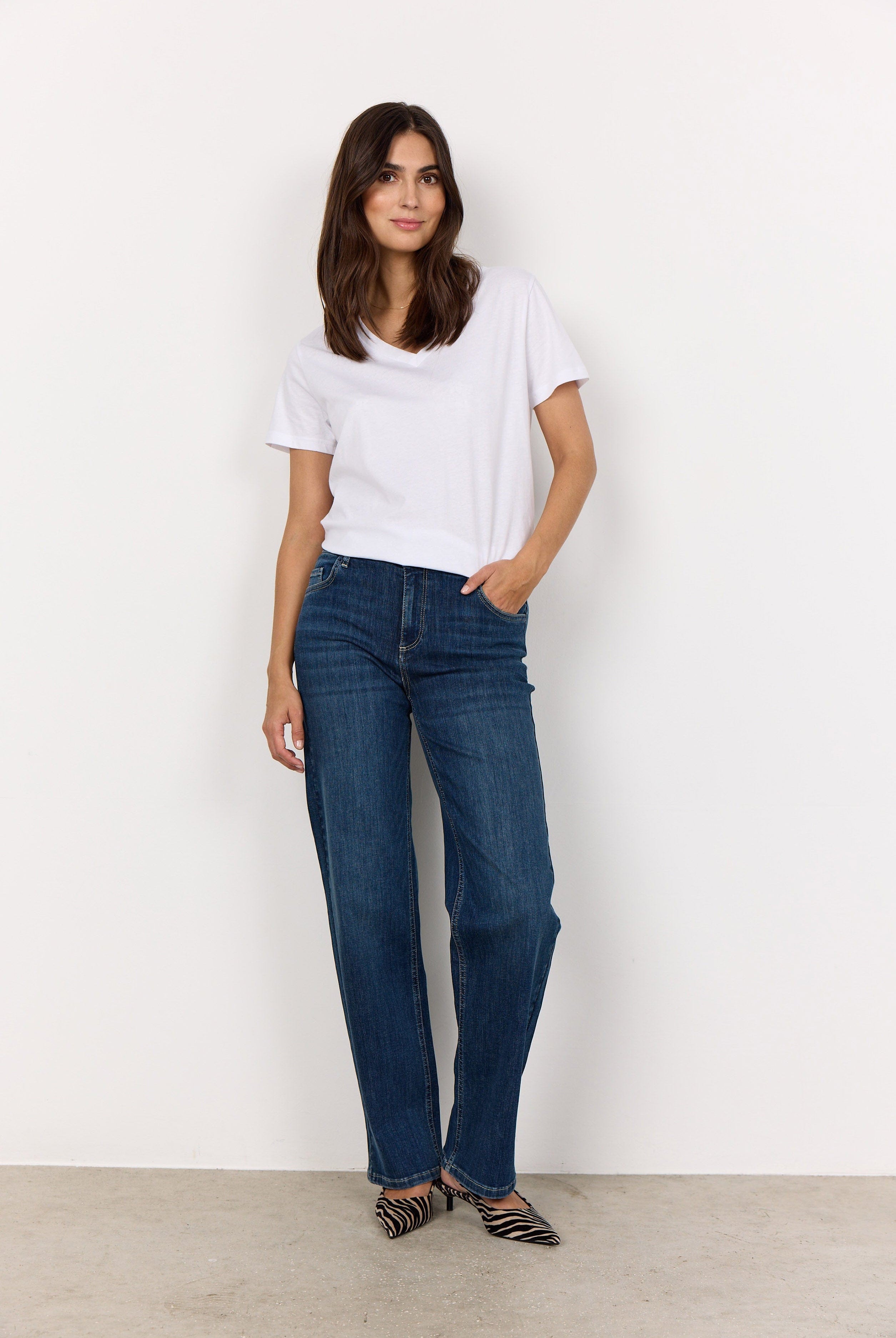 Soya Concept Kimberly 34-B Straight Leg Jeans - Dark Blue Denim