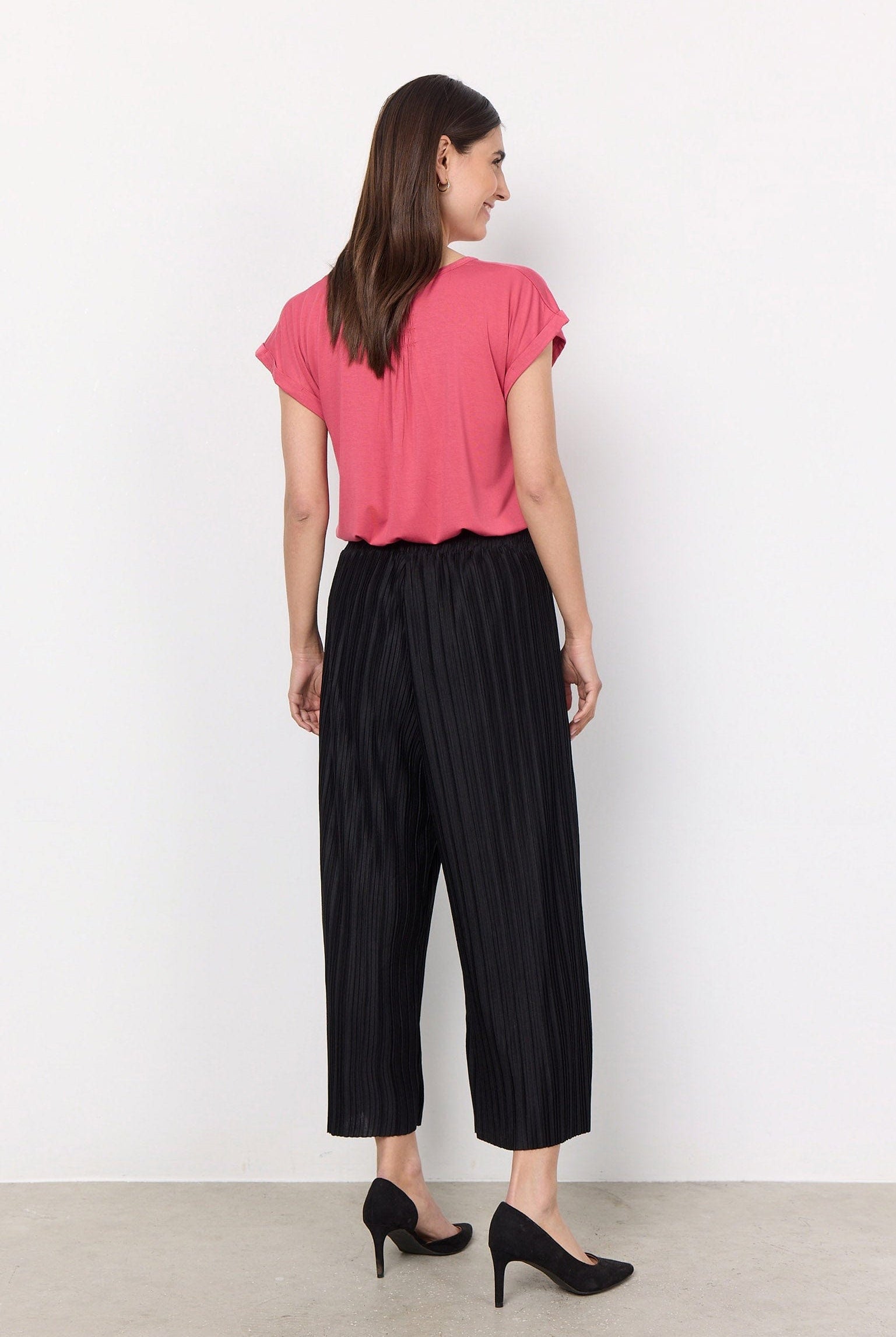 Soya Concept Kirit Plisse Cropped Trousers - Black