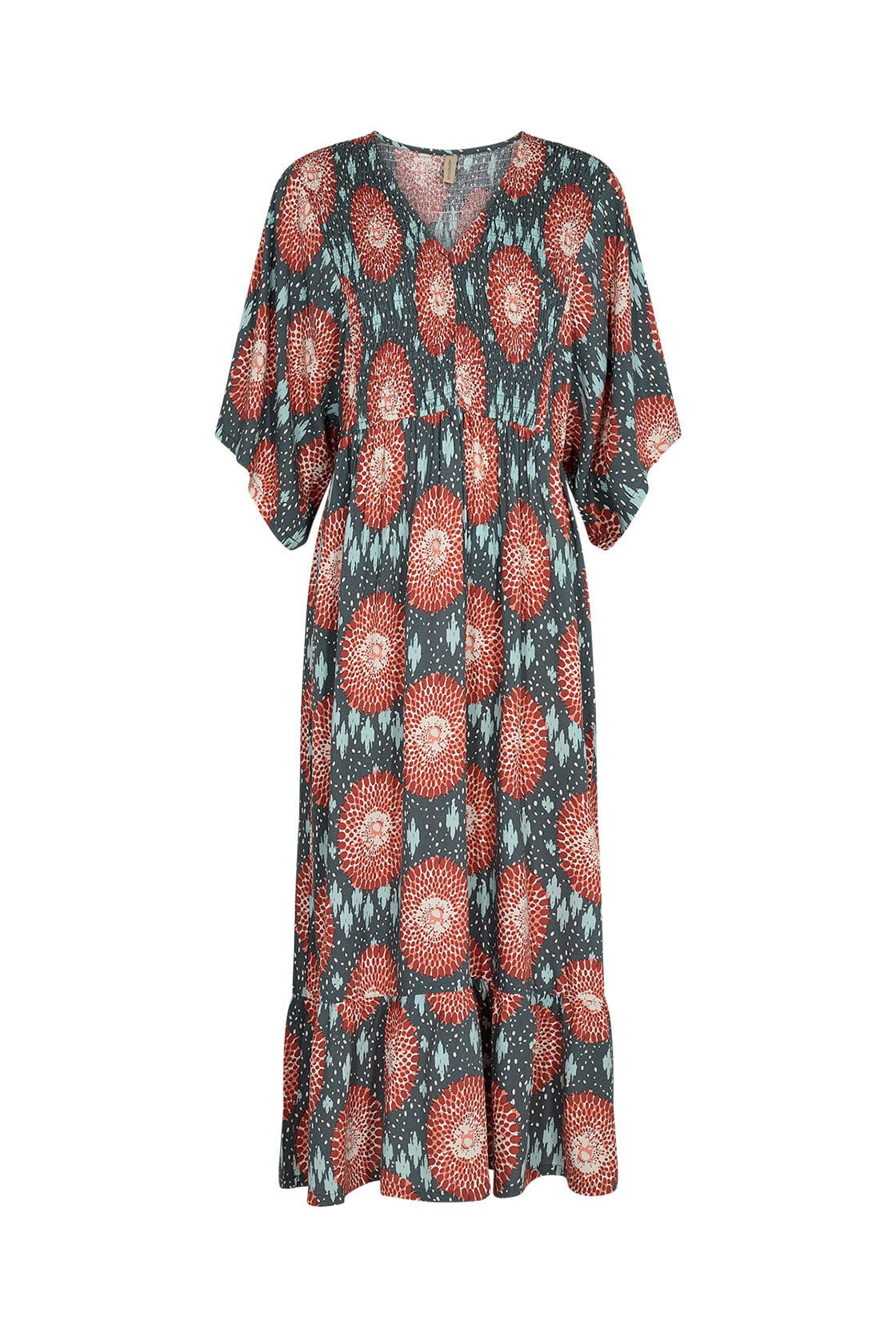 Soya Concept Leana Printed Batwing Dress - Dusty Red Combi