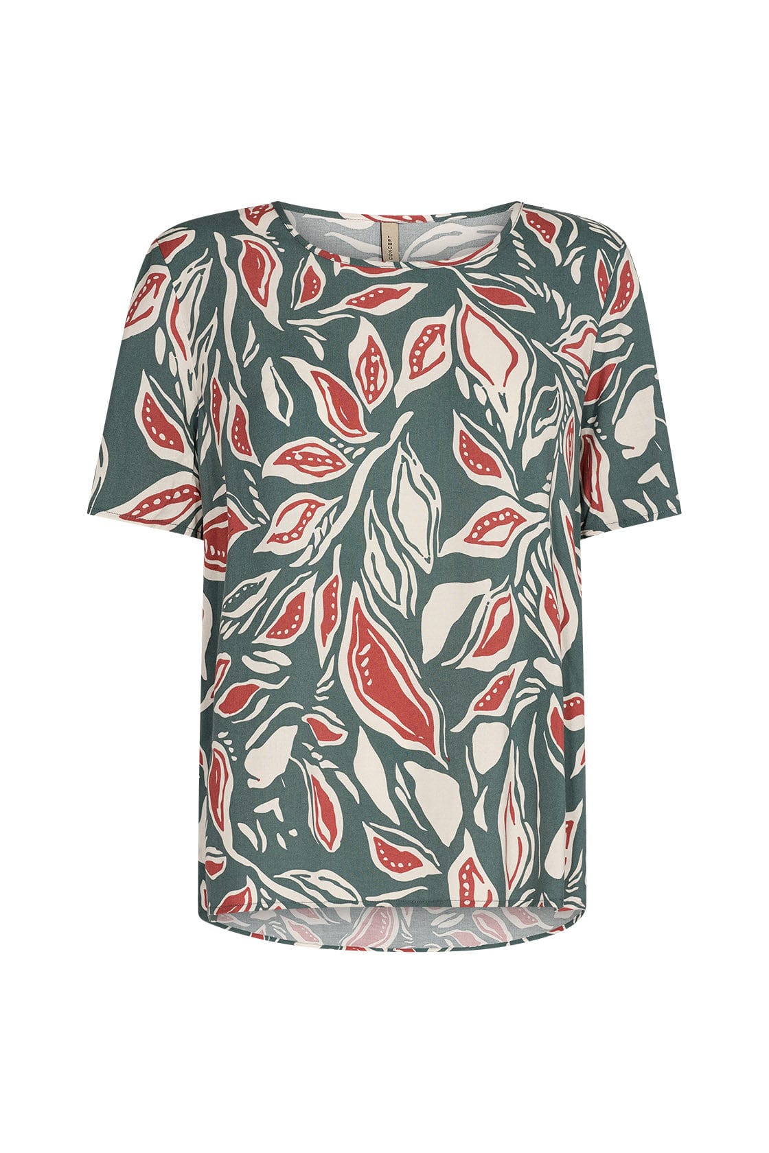 Soya Concept Leda Leaf Printed Blouse - Shadow Green Combi