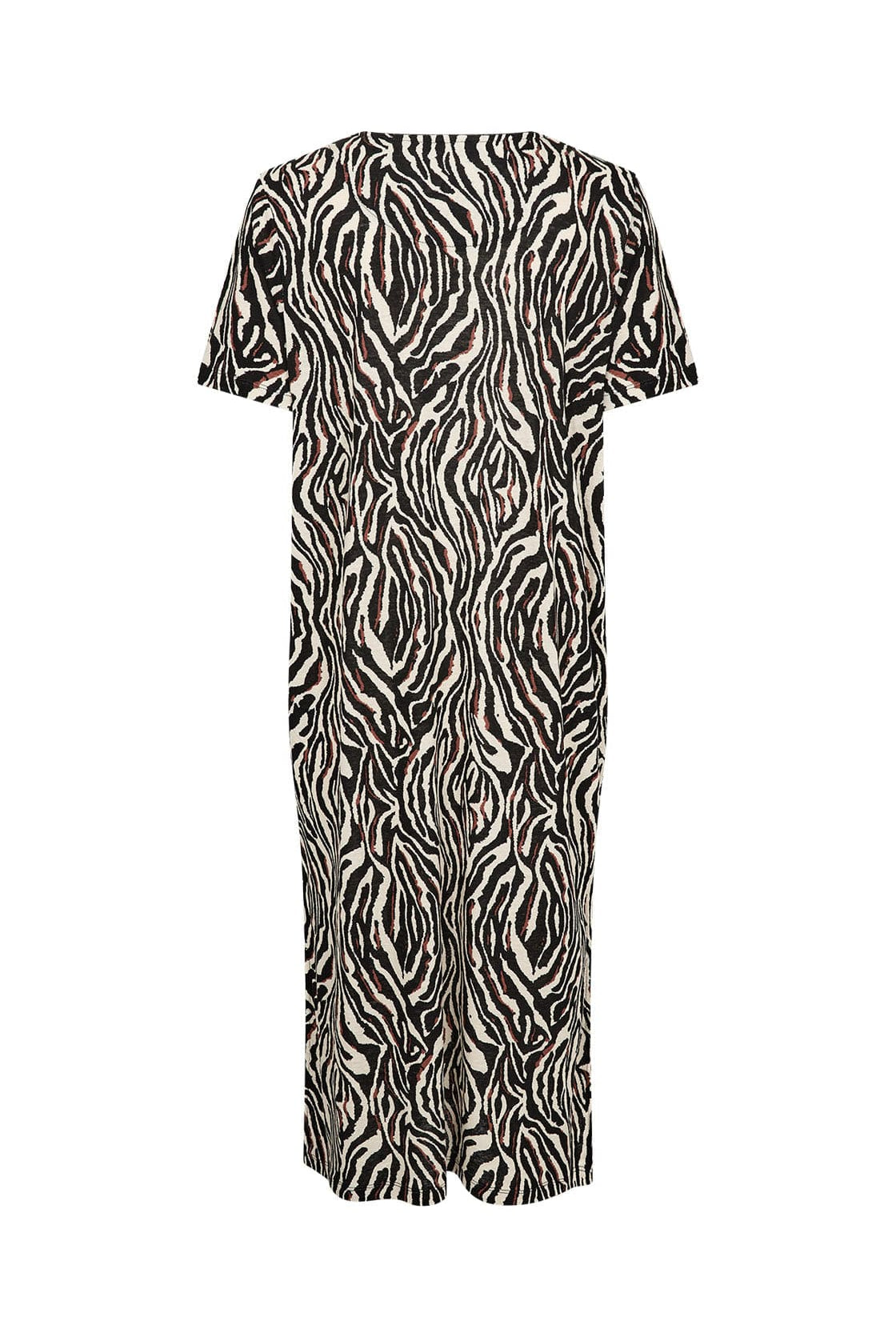 Soya Concept Lenise Animal Print Linen Blend Short Sleeve Dress - Black Combi
