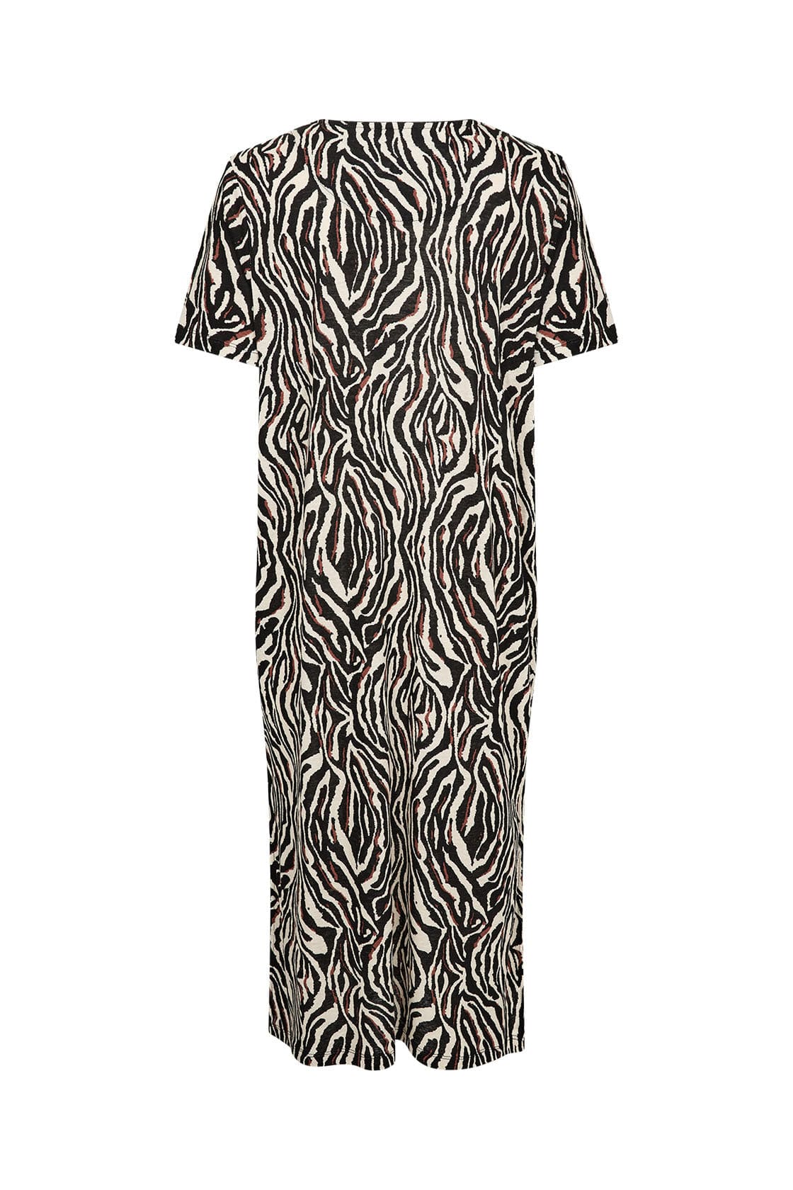 Soya Concept Lenise Animal Print Linen Blend Short Sleeve Dress - Black Combi