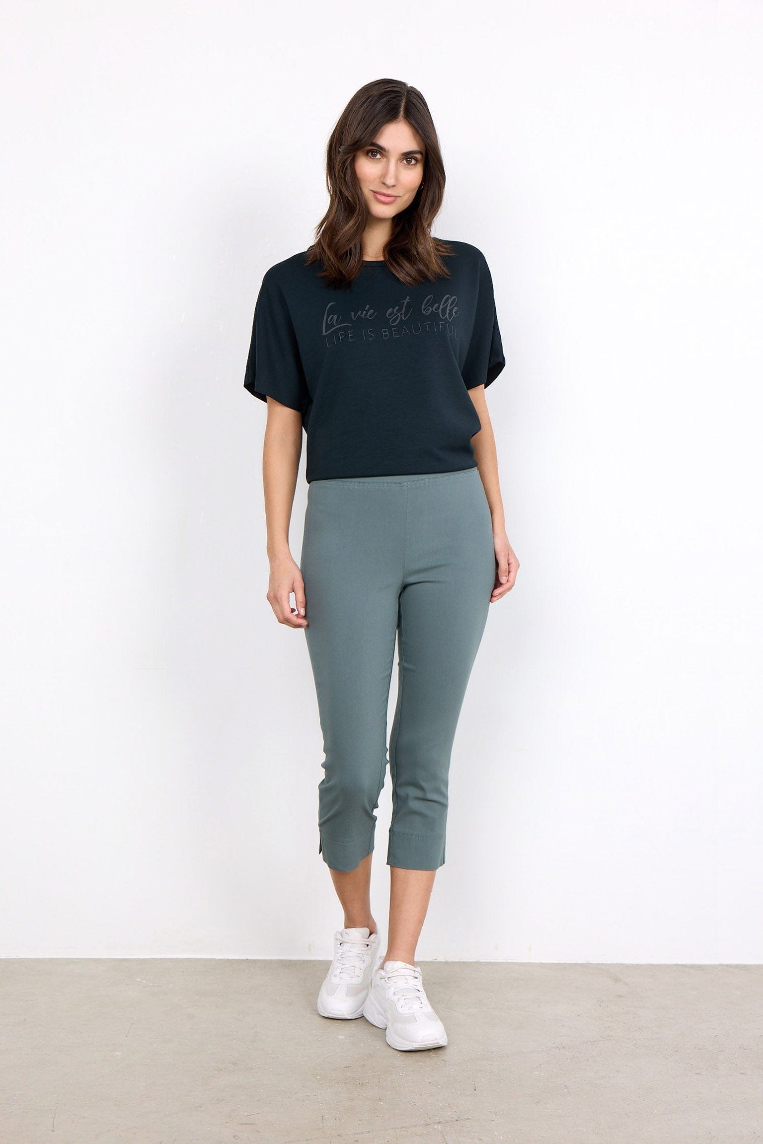 Soya Concept Lily Cropped Trousers - Shadow Green