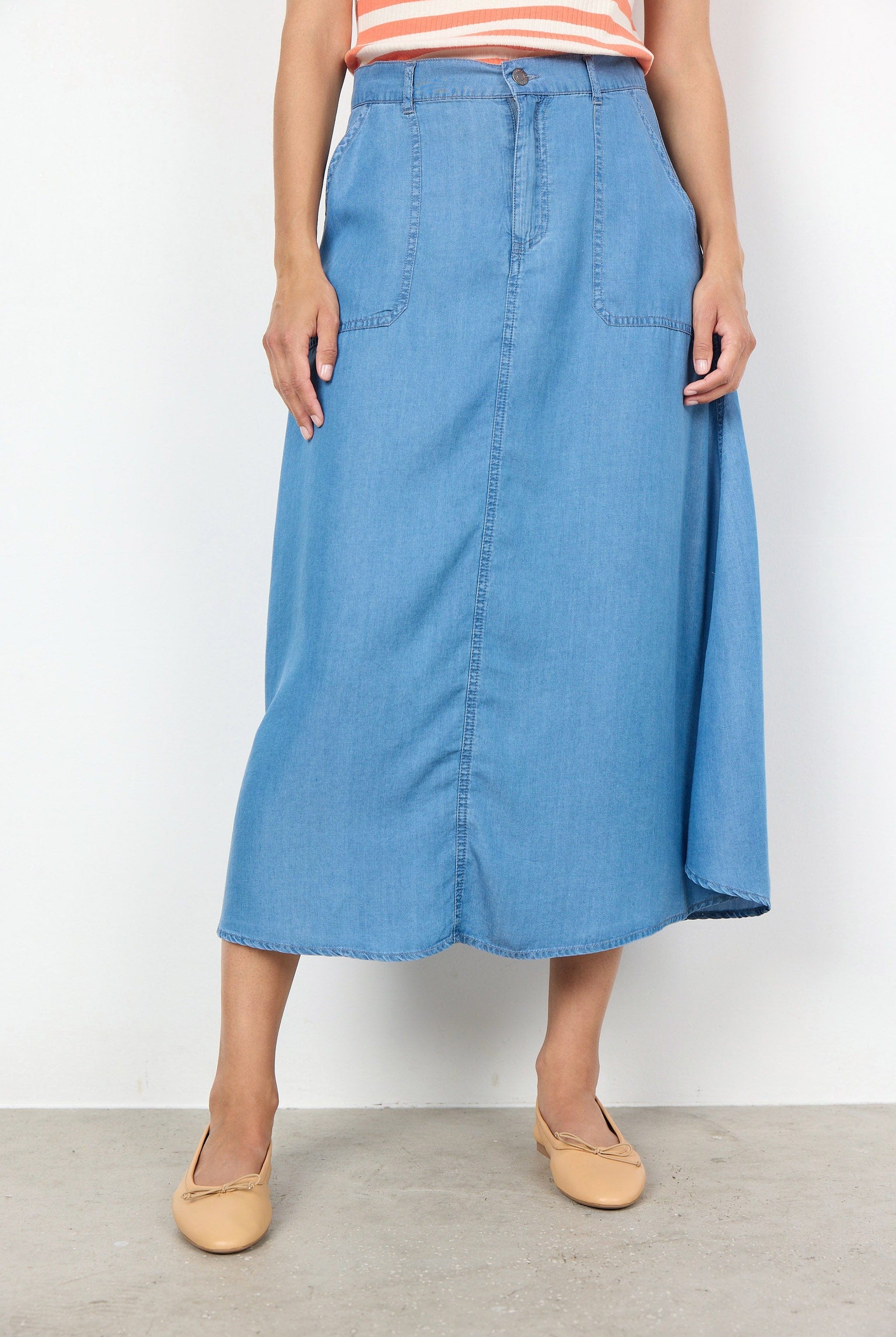 Soya Concept Liv Chambray Skirt - Medium Blue