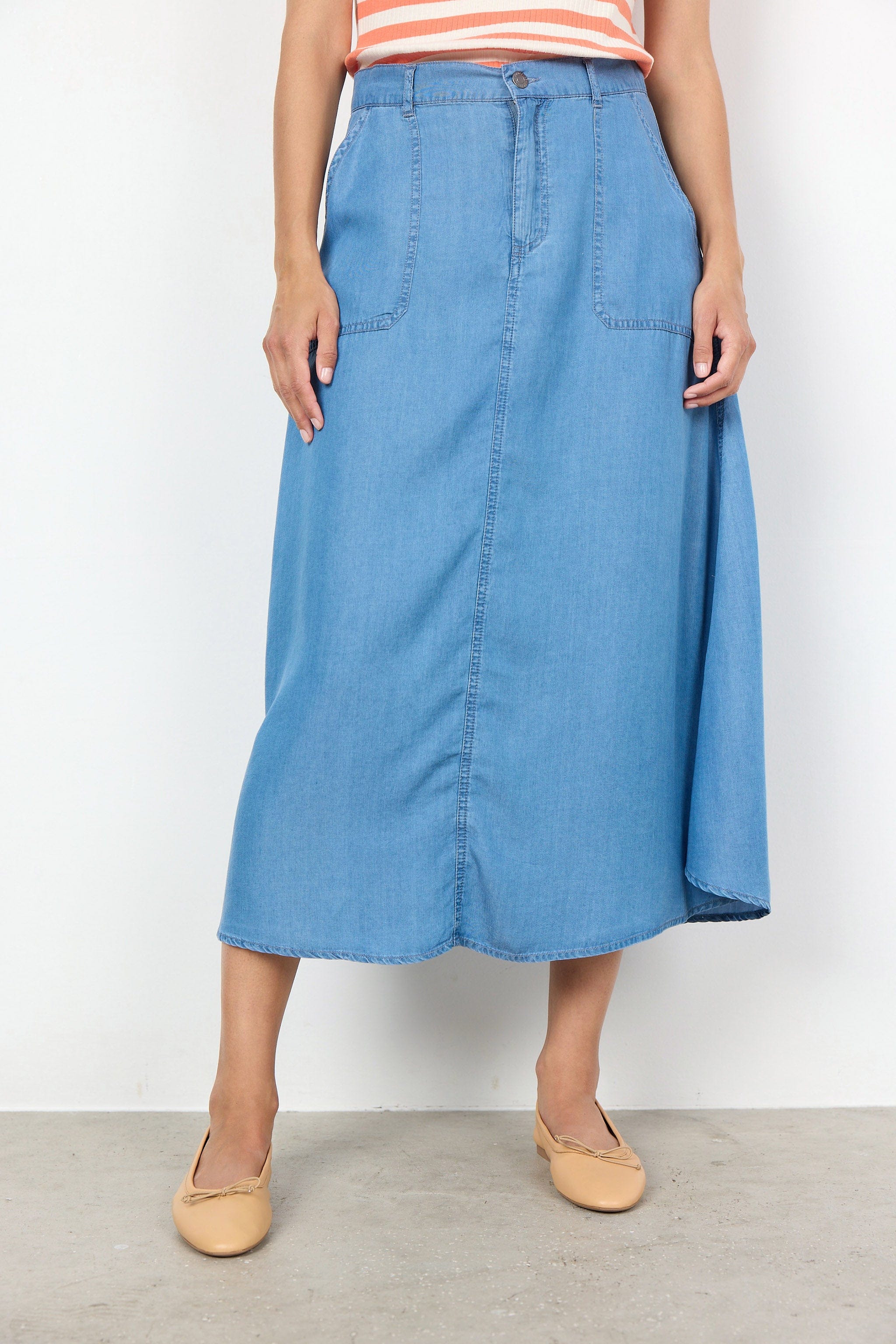 Soya Concept Liv Chambray Skirt - Medium Blue