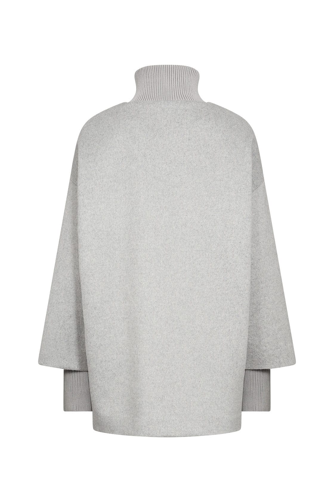 Soya Concept Madelon Longline Wool Blend Jacket - Light Grey Melange