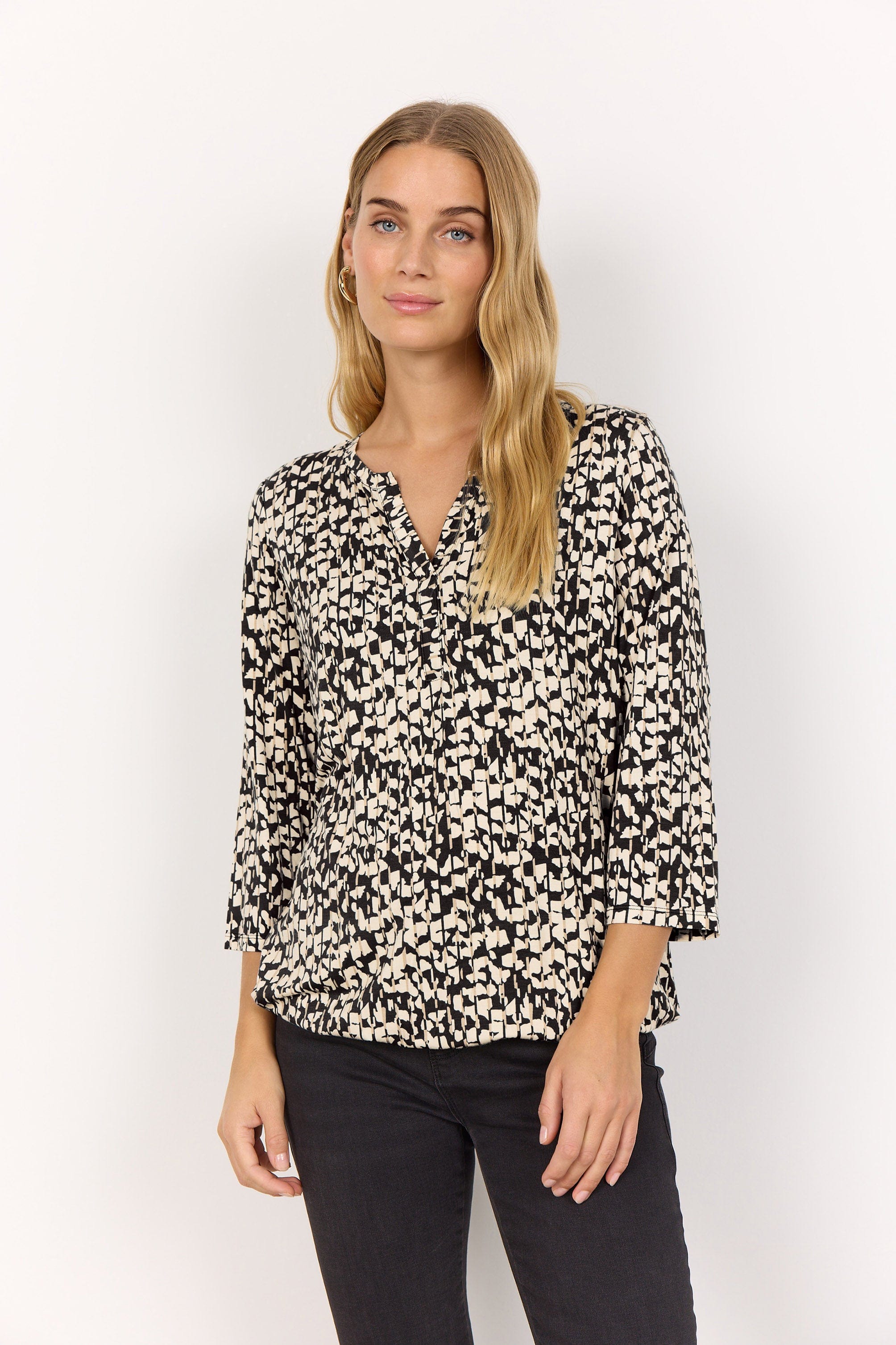Soya Concept Marica Printed Top - Black Combi
