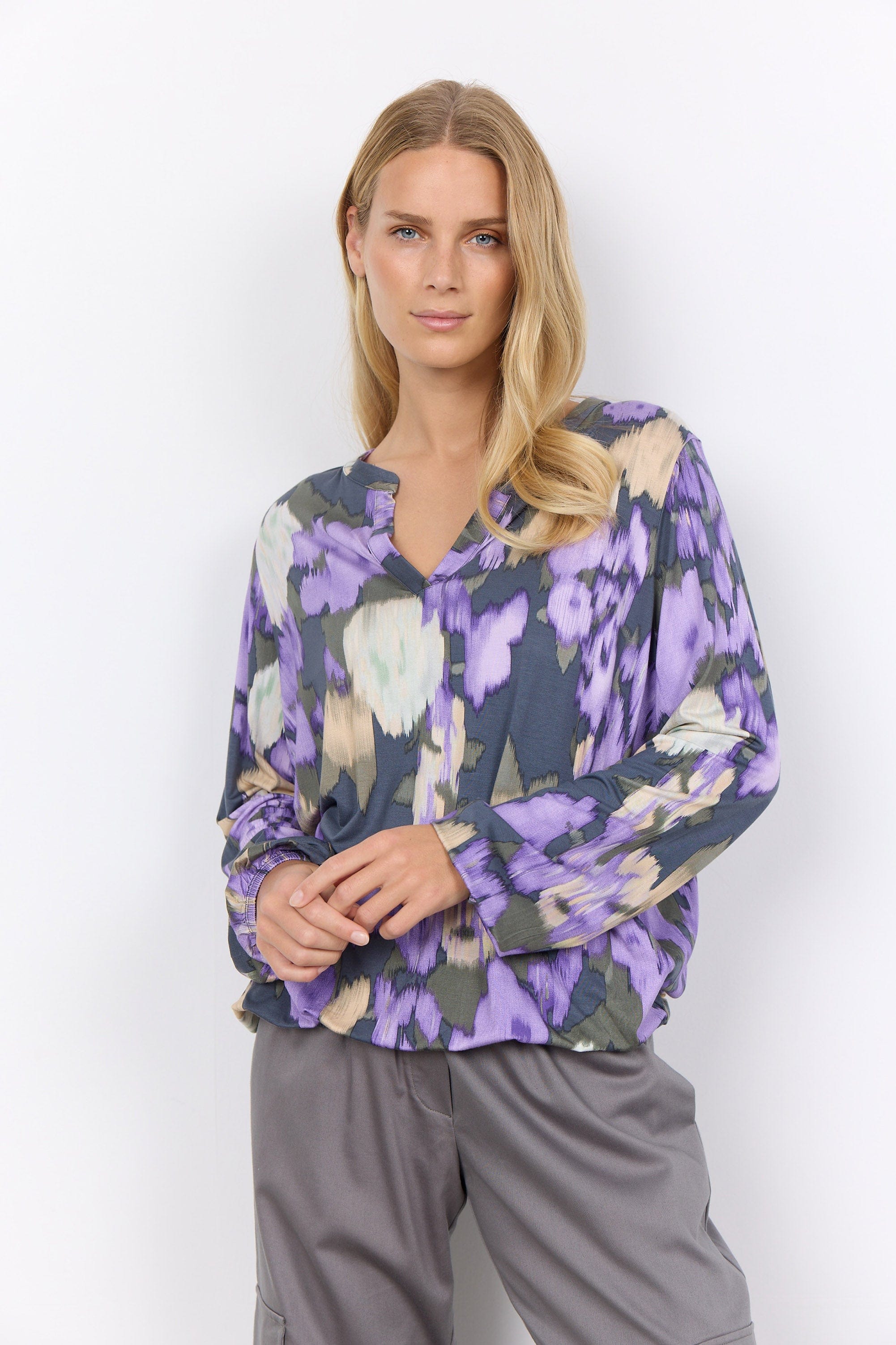 Soya Concept Marica Printed Top - Lilac Breeze Combi