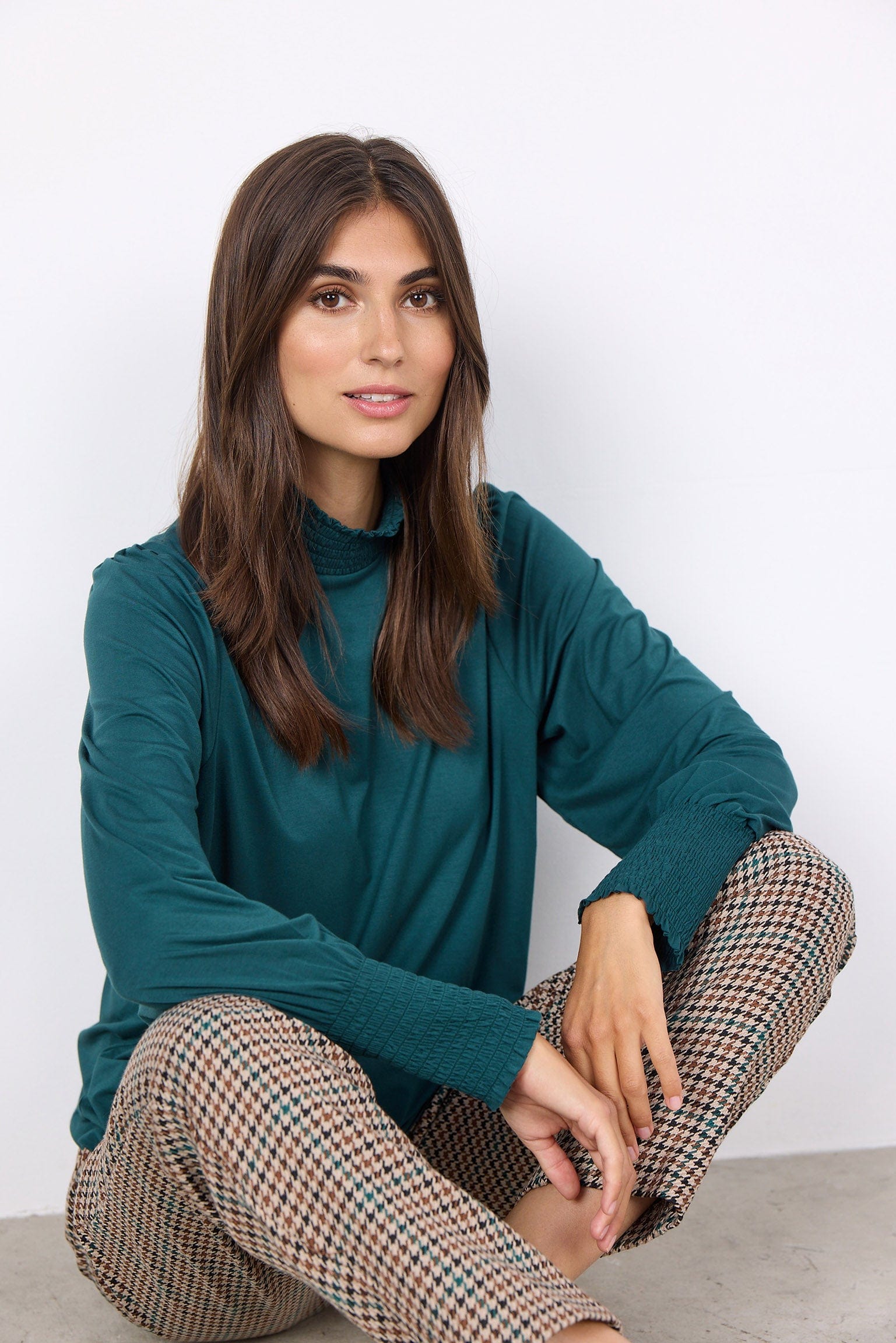 Soya Concept Marica Shirred Detail Top - Shady Green