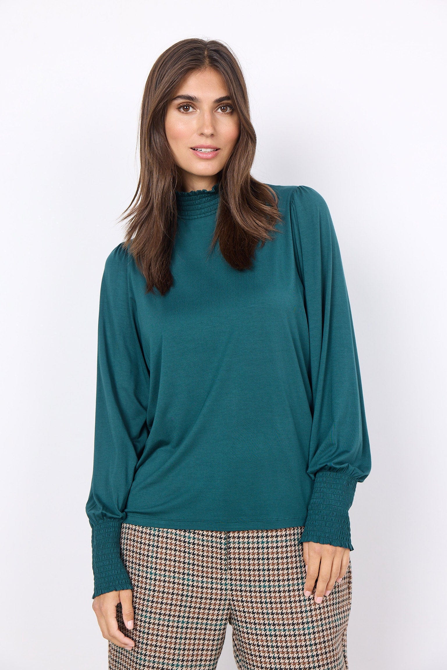 Soya Concept Marica Shirred Detail Top - Shady Green