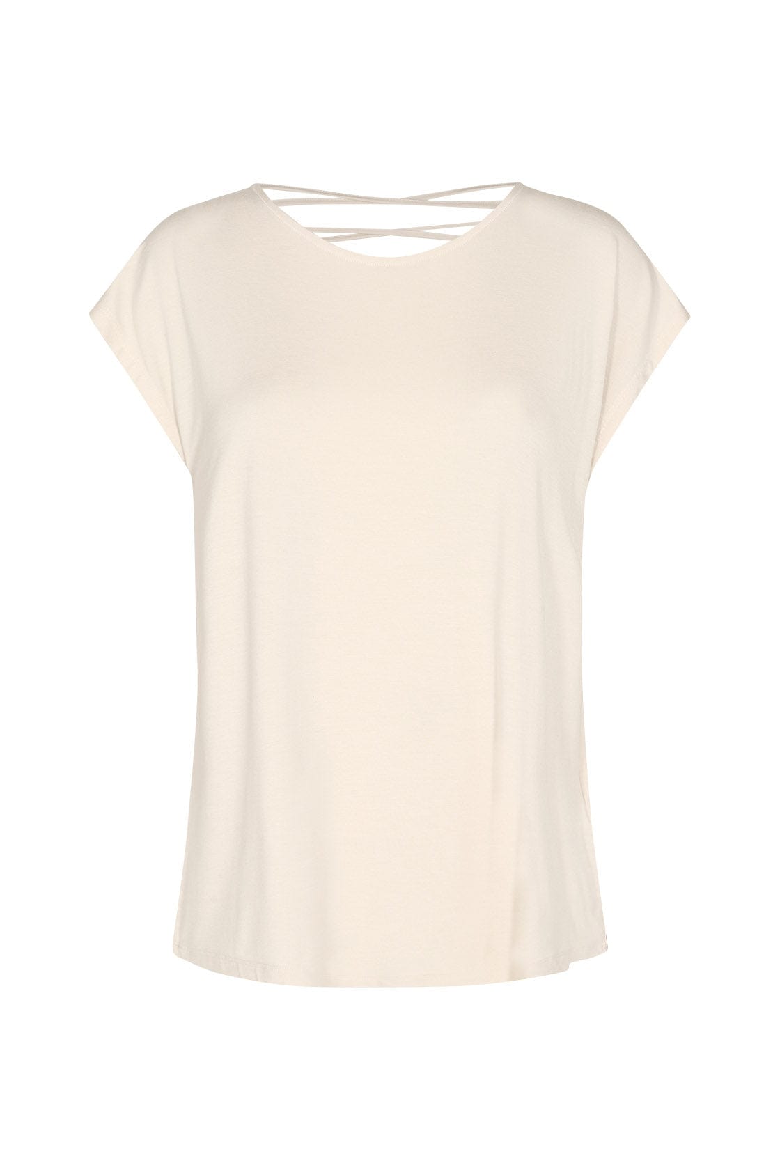 Soya Concept Marica T-Shirt with Criss-Cross Back Detail - Cream