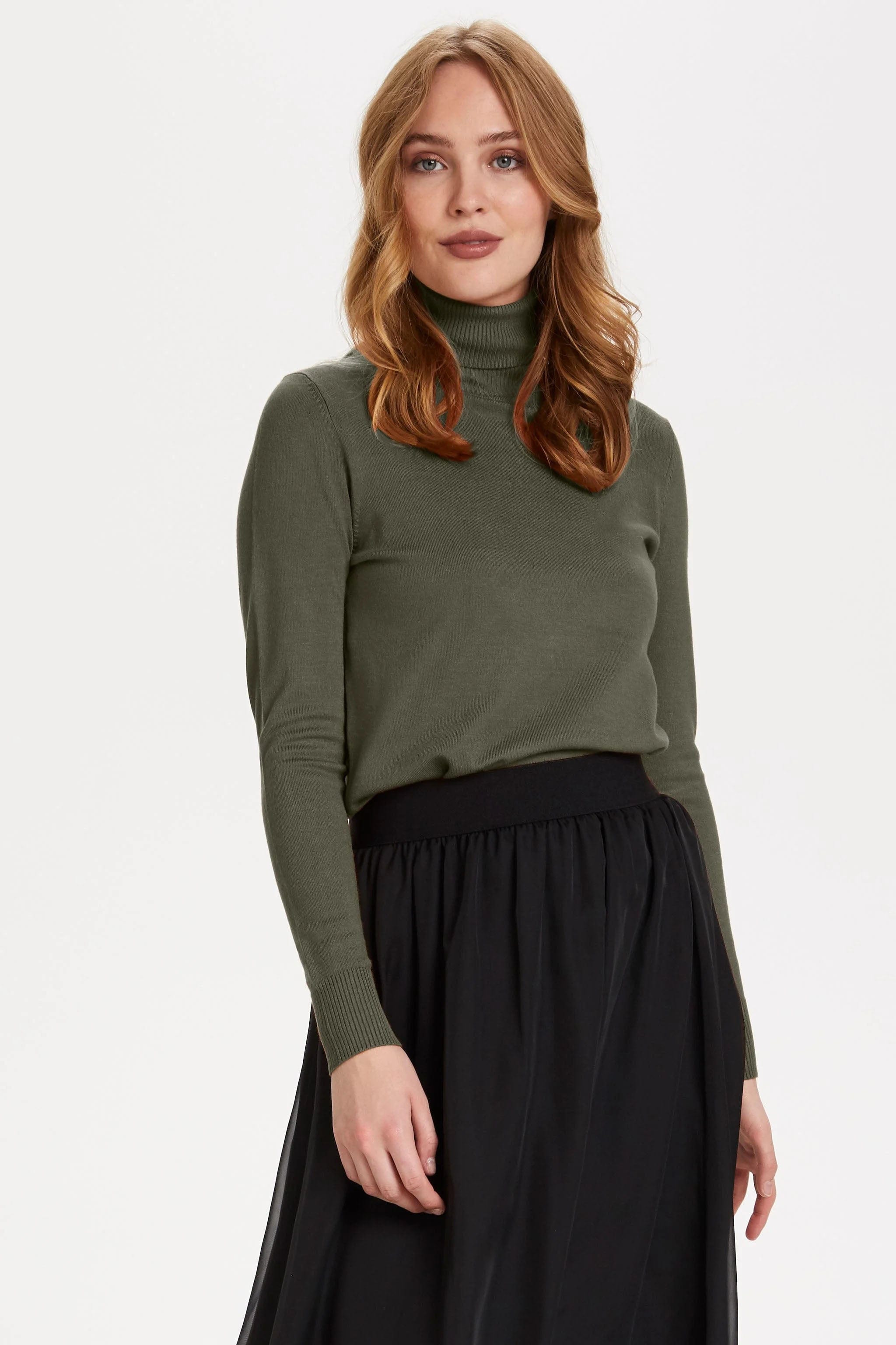 Soya Concept Mila Roll Neck Jumper - Army Green Melange