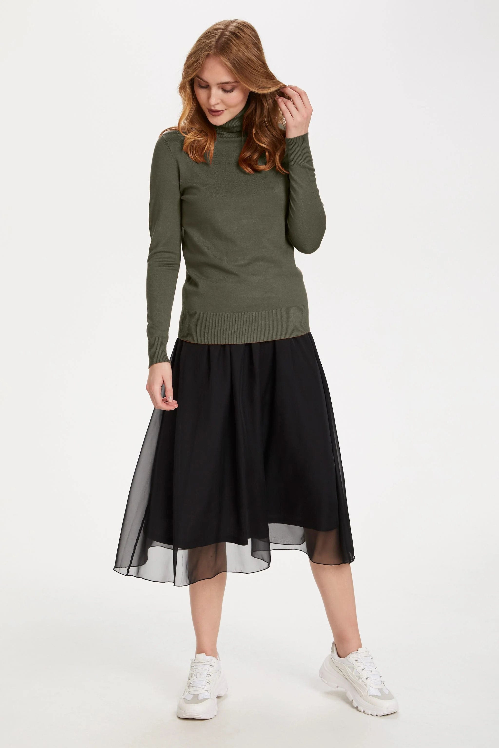 Soya Concept Mila Roll Neck Jumper - Army Green Melange