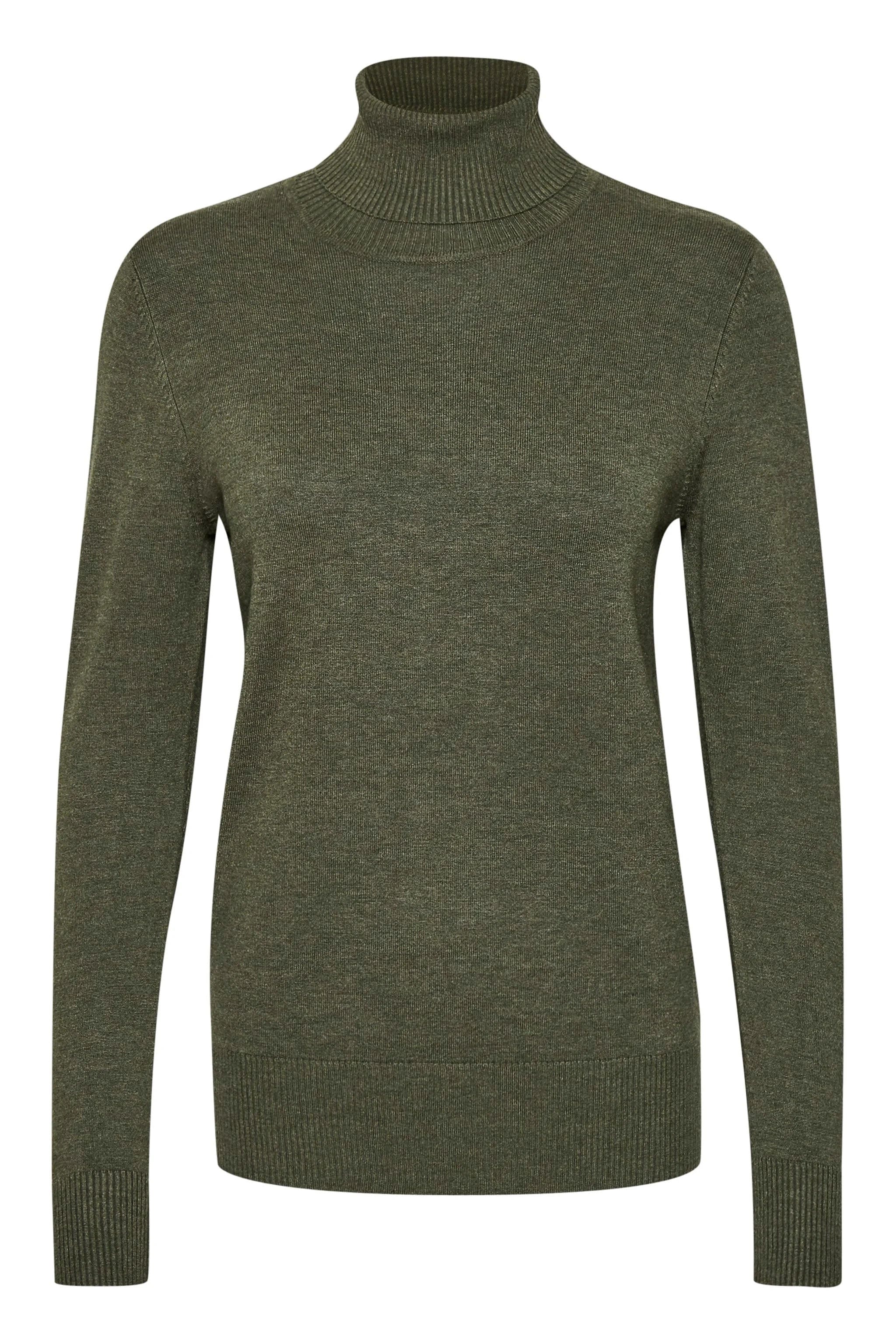 Soya Concept Mila Roll Neck Jumper - Army Green Melange