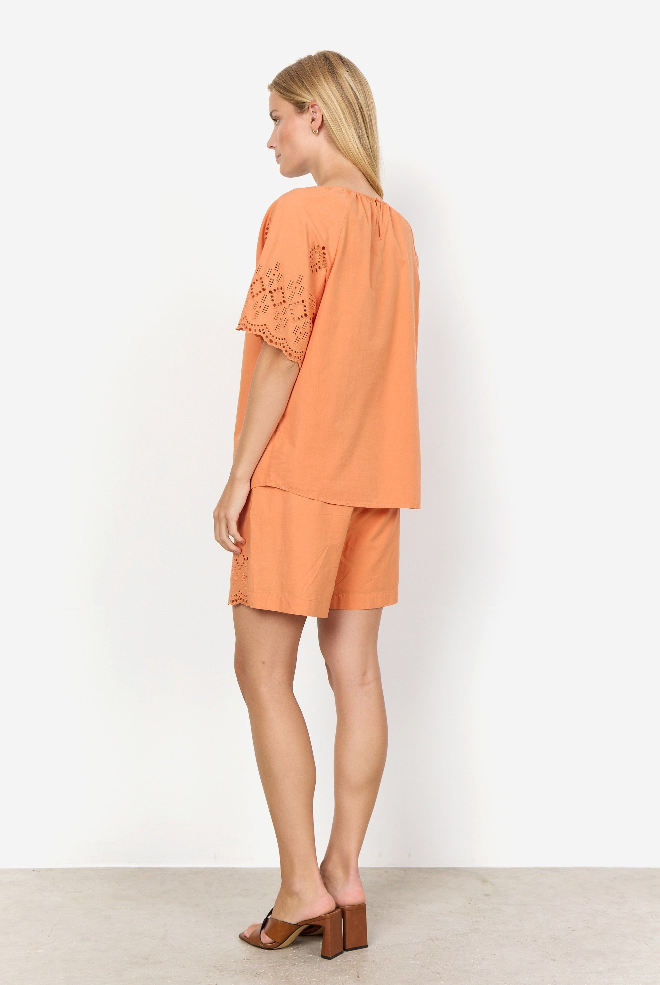 Soya Concept Milly Broderie Anglaise Detail Top - Papaya