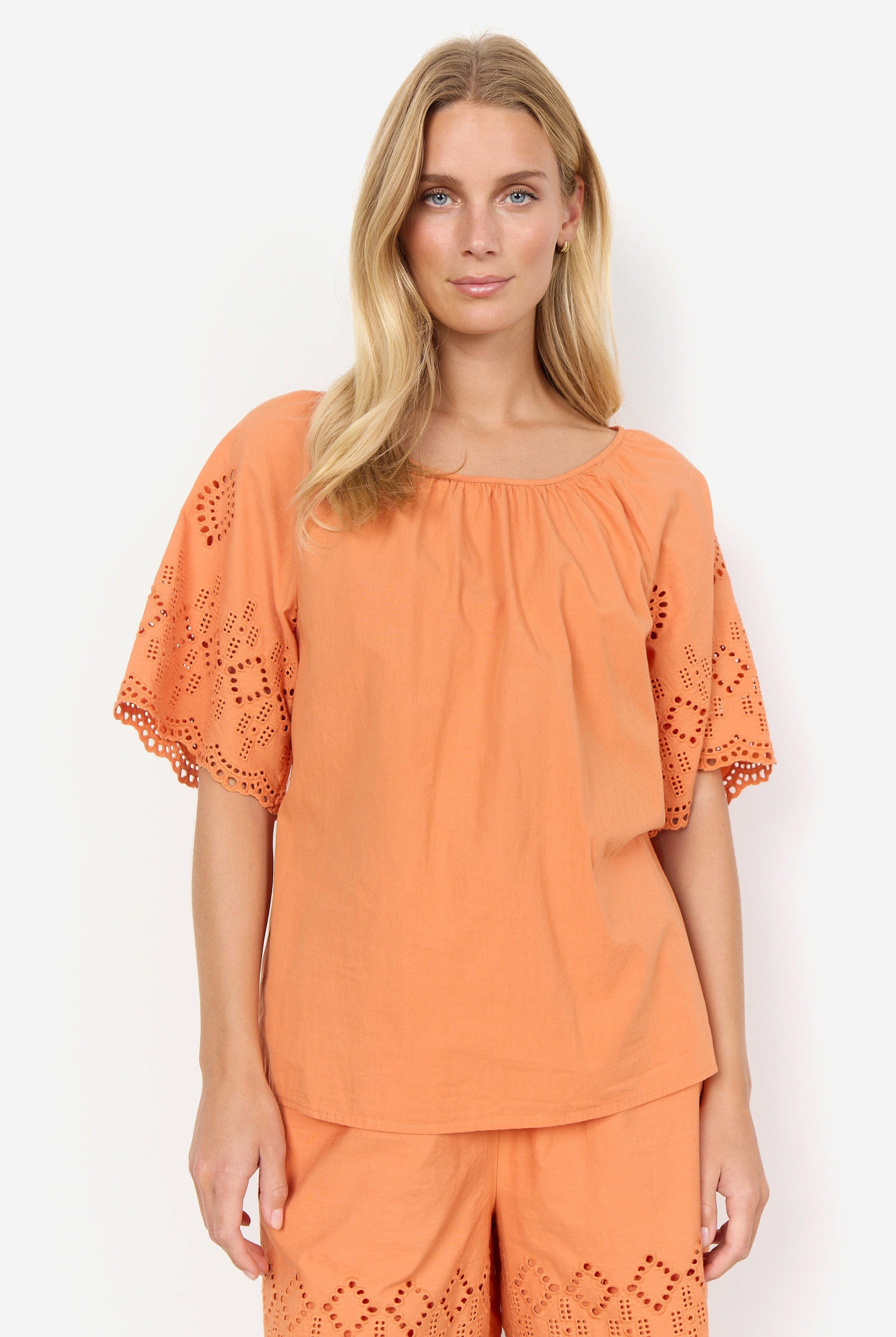 Soya Concept Milly Broderie Anglaise Detail Top - Papaya