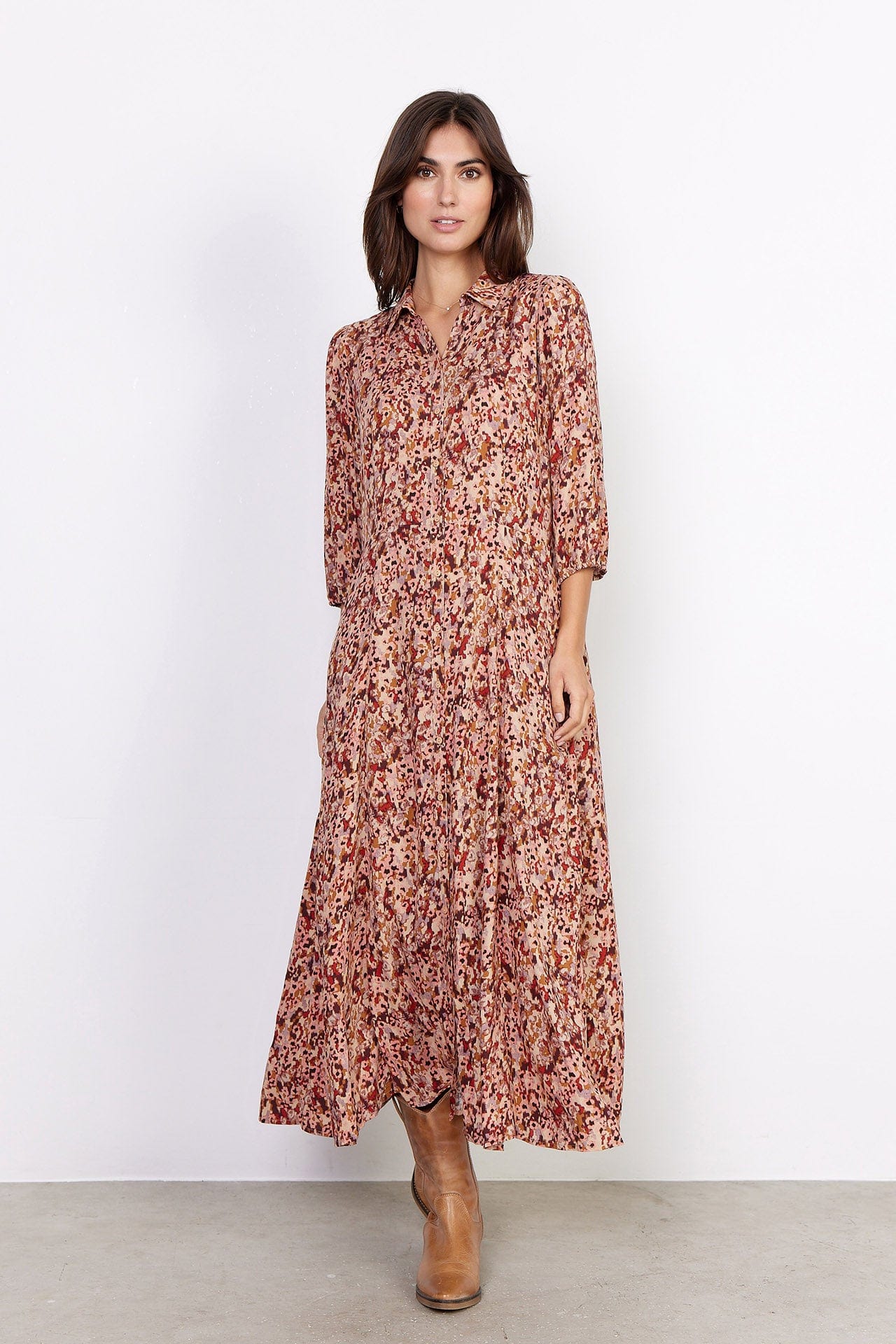 Soya Concept Minea Printed Midi Dress - Berry Combi