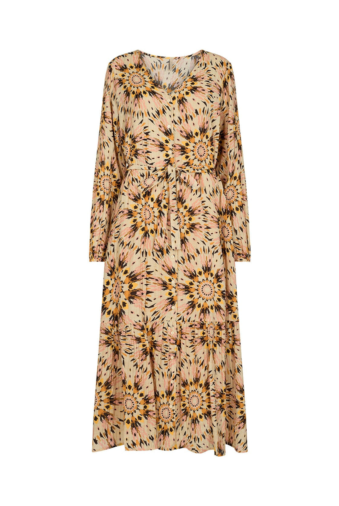 Soya Concept Mirra Printed Midi Dress - Golden Yellow Combi