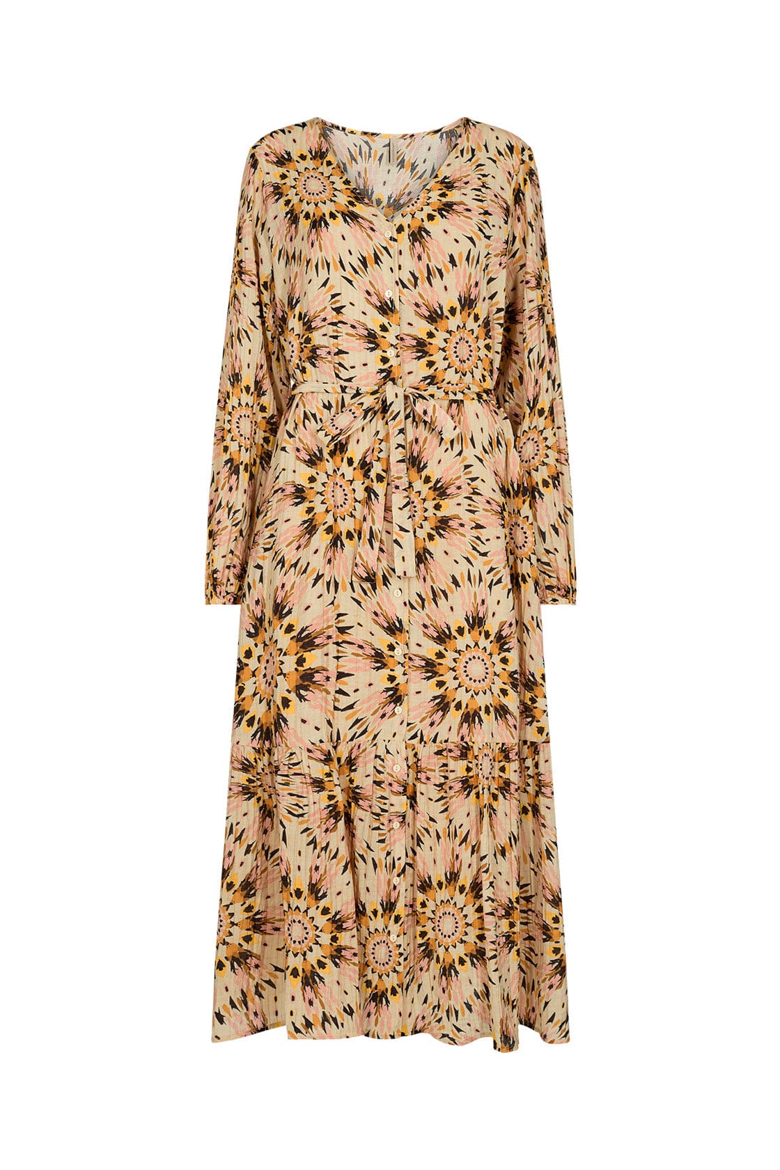 Soya Concept Mirra Printed Midi Dress - Golden Yellow Combi