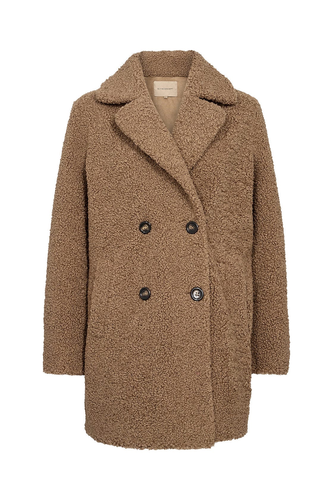 Soya Concept Mukite Teddy Doubled Breasted Coat - Desert Brown
