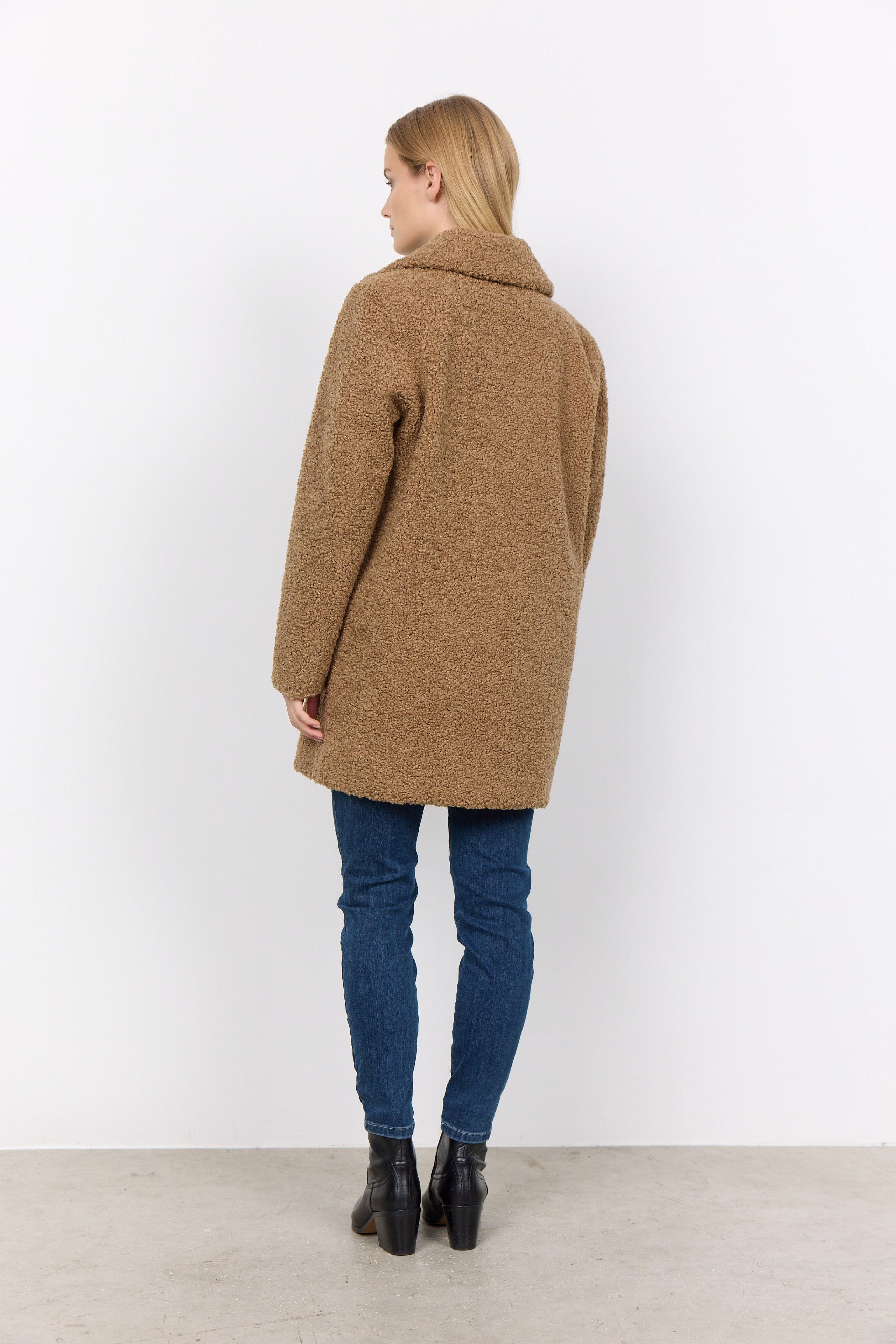 Soya Concept Mukite Teddy Doubled Breasted Coat - Desert Brown