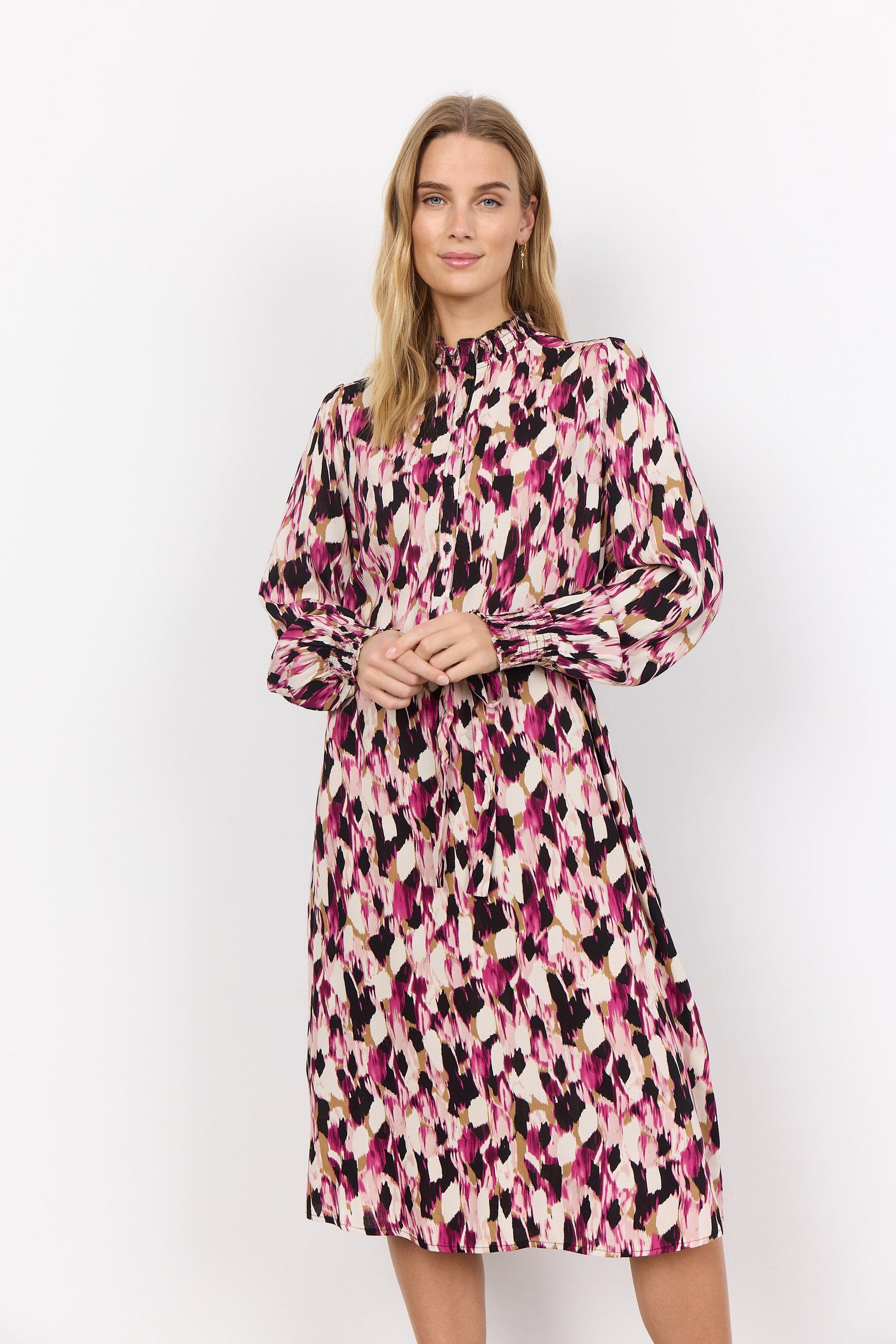 Soya Concept Nanna Printed Dress - Fuchsia Combi