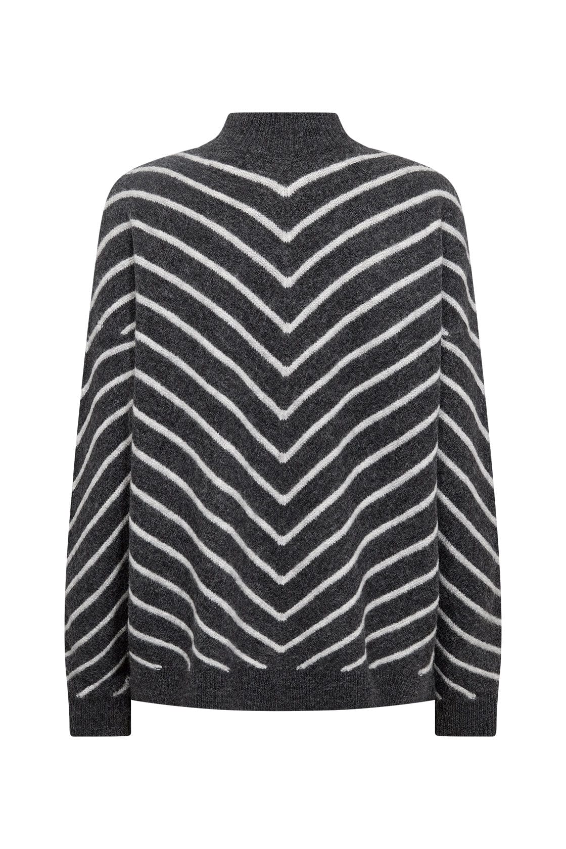 Soya Concept Nessie Chevron Knitted Jumper - Dark Grey Melange Combi