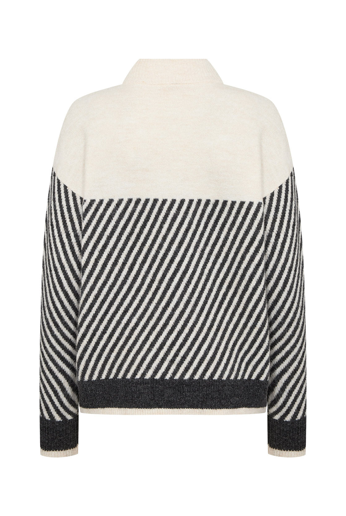 Soya Concept Nessie Stripe Wool Blend Jumper - Cream Melange Combi