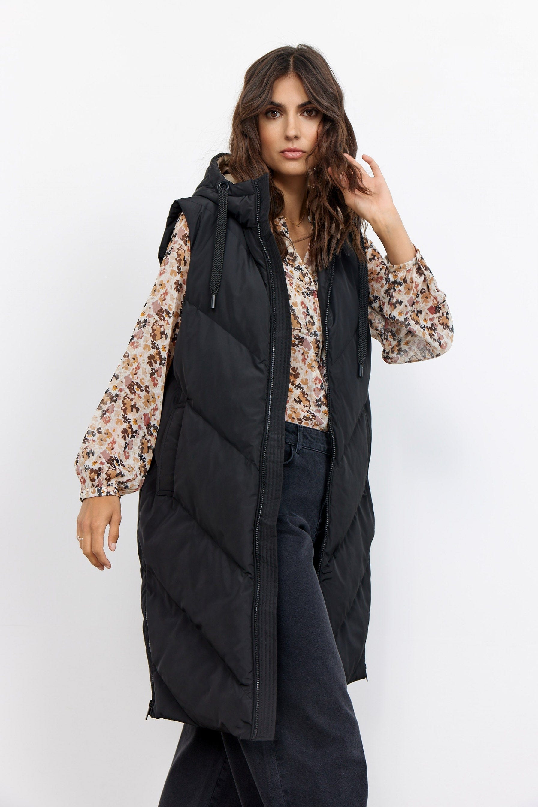 Soya Concept Nina Longline Gilet - Black