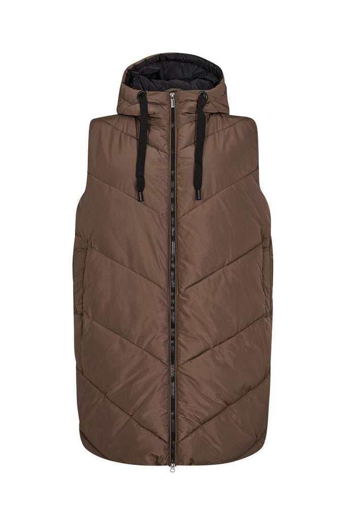 Soya Concept Nina Longline Quilted Gilet - Dark Army