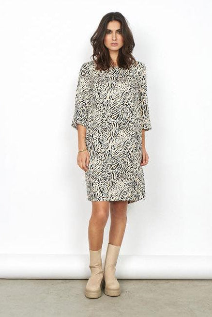 Soya Concept Onassis Animal Print Dress - Biscuit