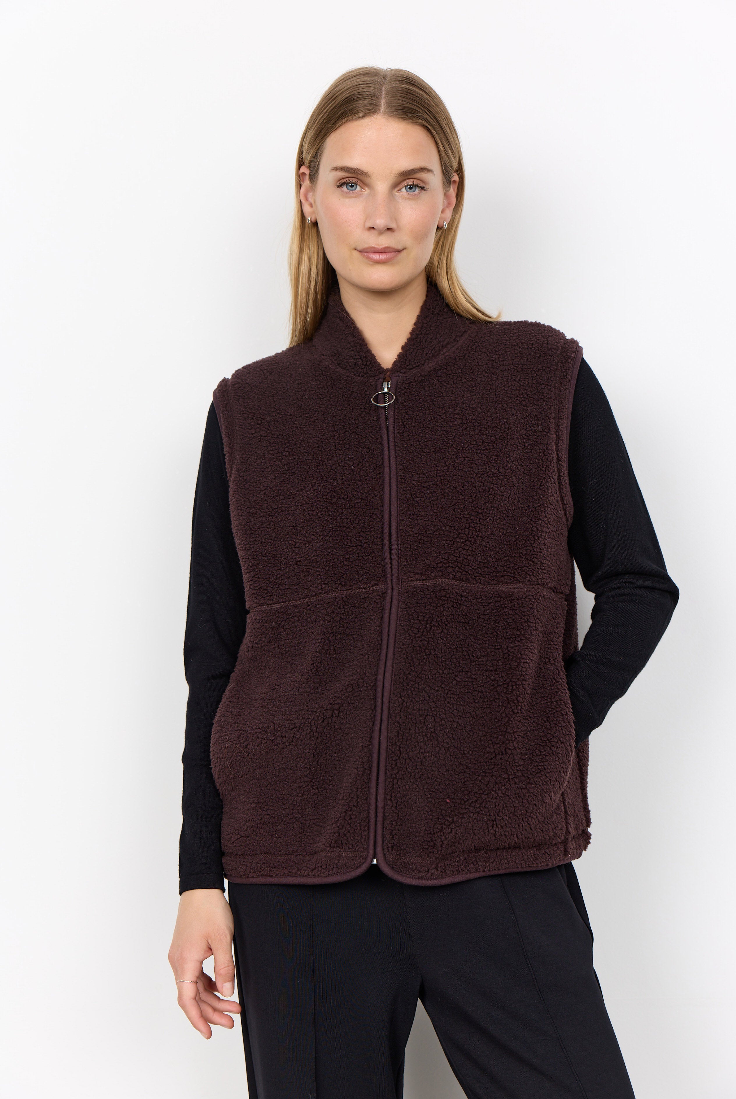 Soya Concept Onyx Fleece Gilet - Chocolate Plum