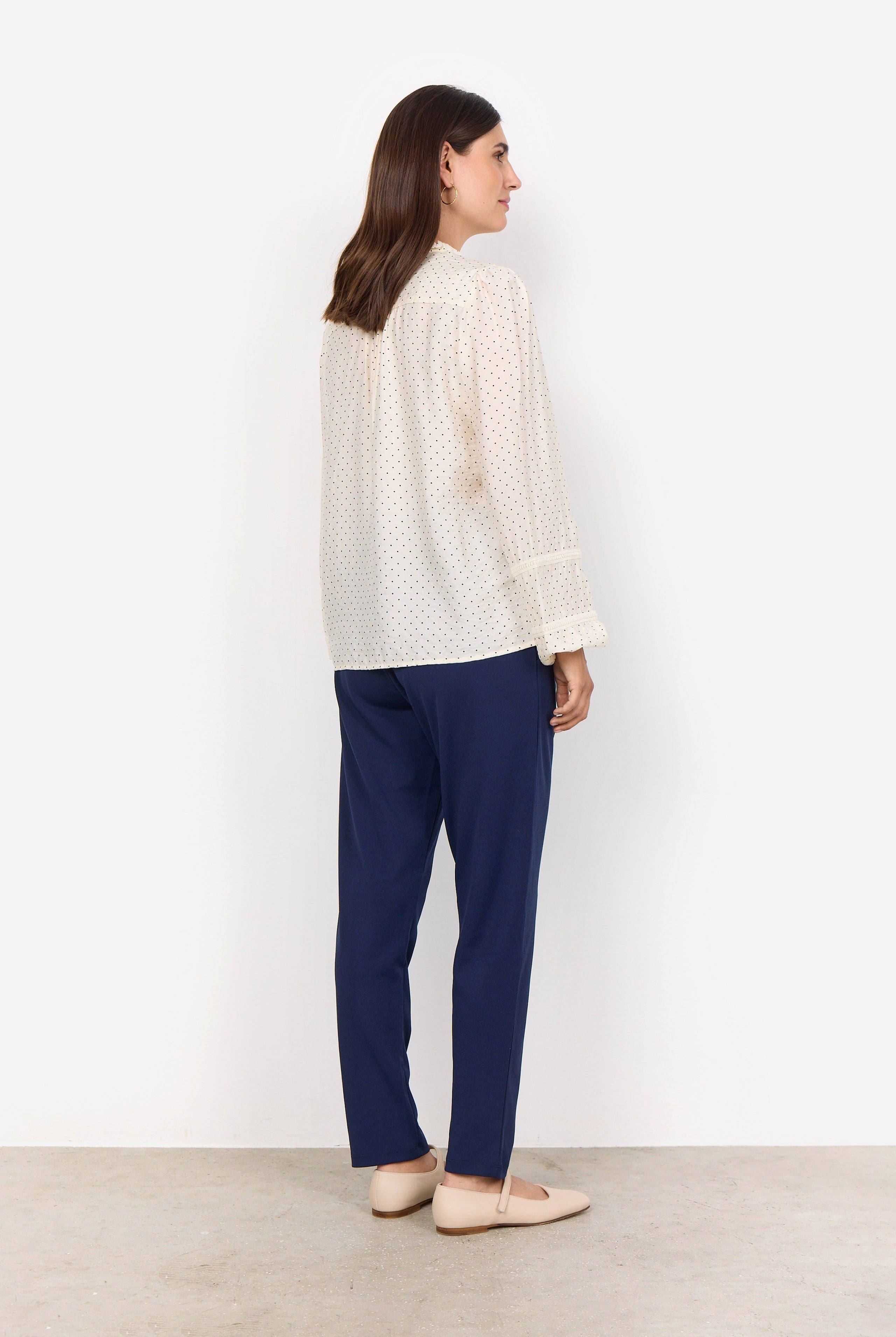 Soya Concept Orit Embroidery Detail Spotty Blouse - Cream Combi