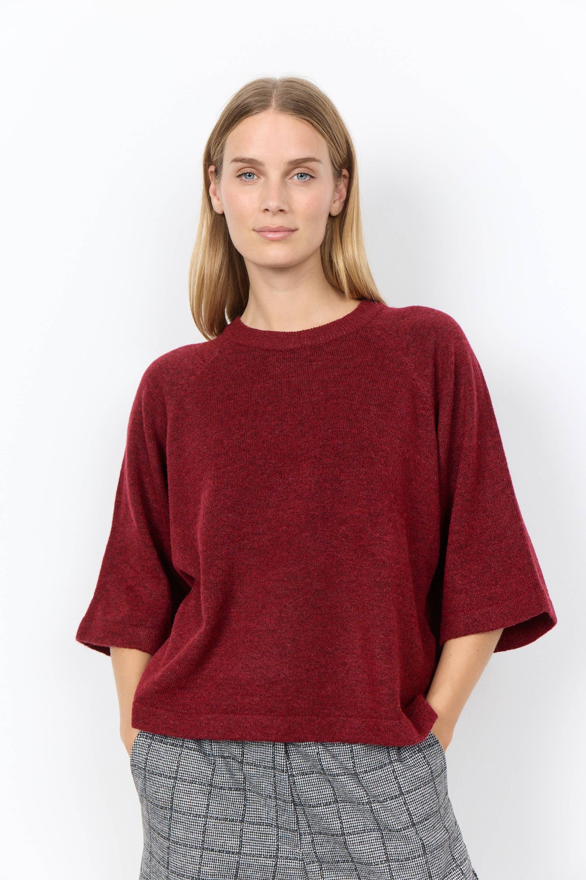 Soya Concept Orlean 3/4 Sleeve Jumper - Madder Brown Melange